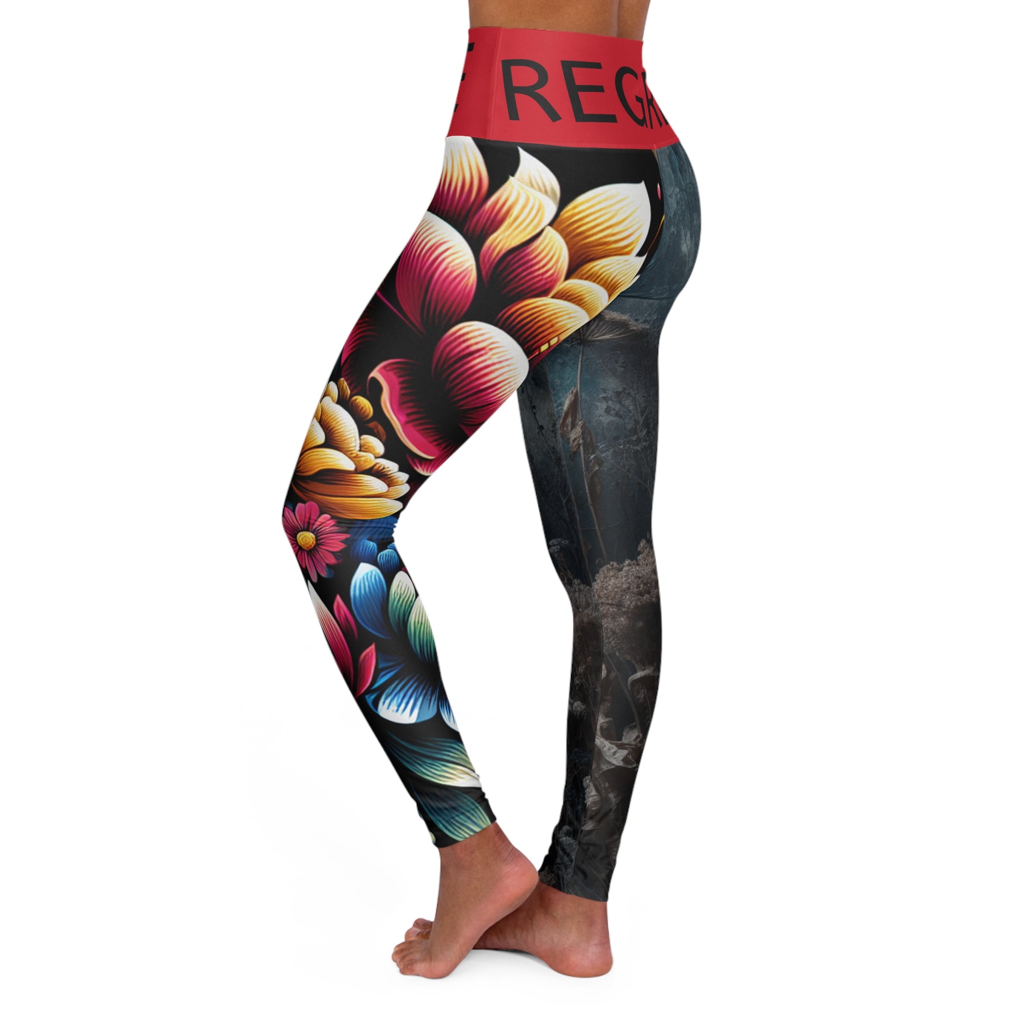 Floral High Waisted Yoga Leggings - Love and Regret Festival Wear