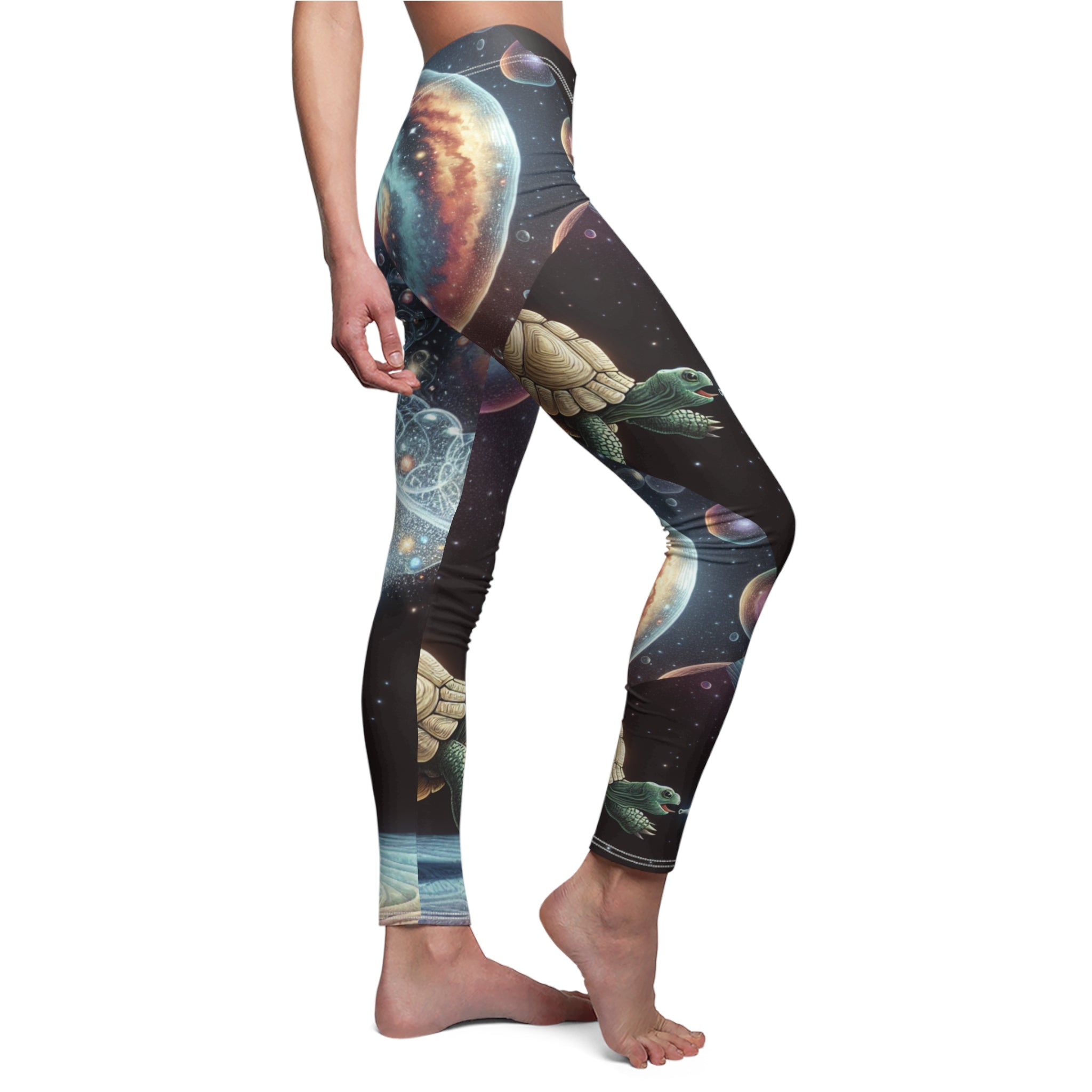 Women's Leggings - Turtle Blowing Bubbles Design