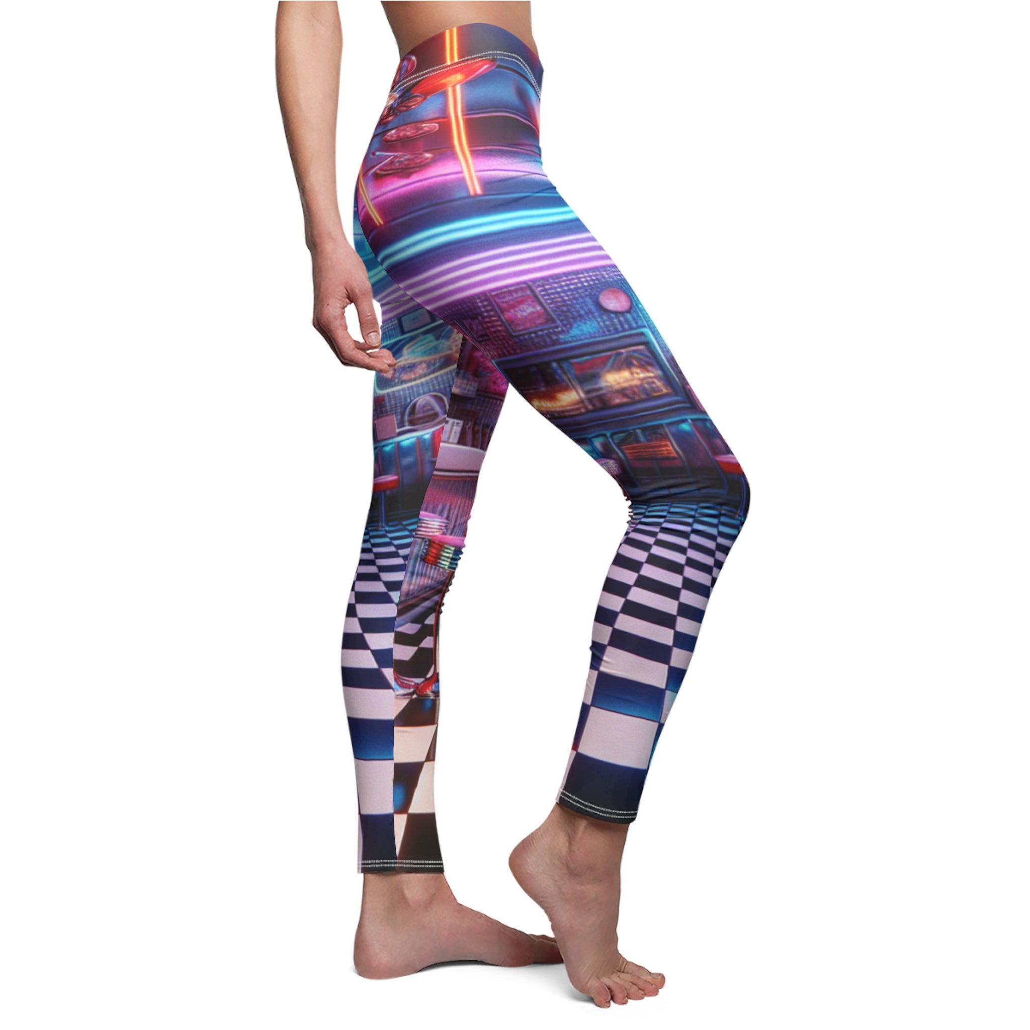 Women's Leggings - Retro WSP Neon Diner Print