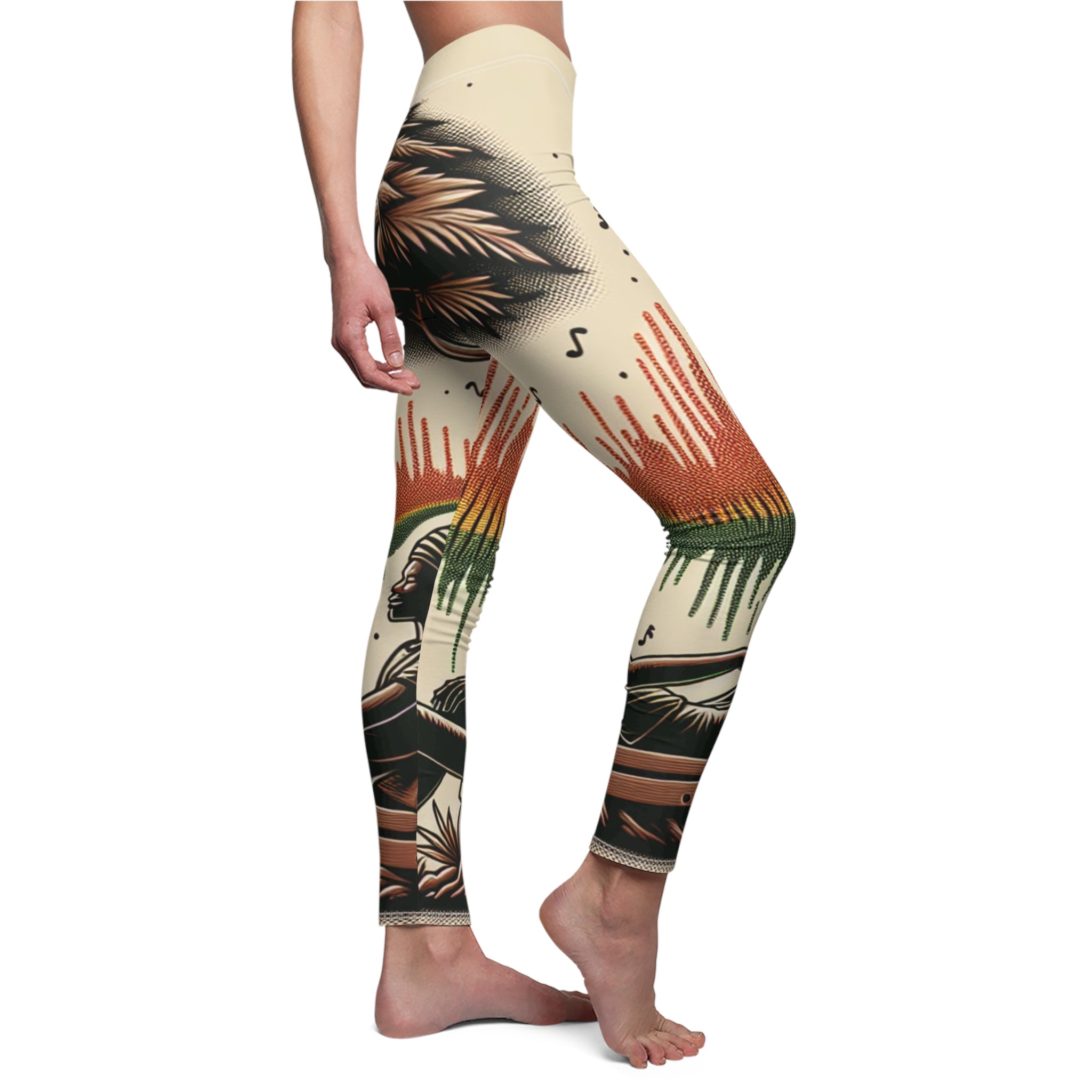 Leggings - Vibrant Rasta Weight of Sound Leggings with Nature Design for Active Women