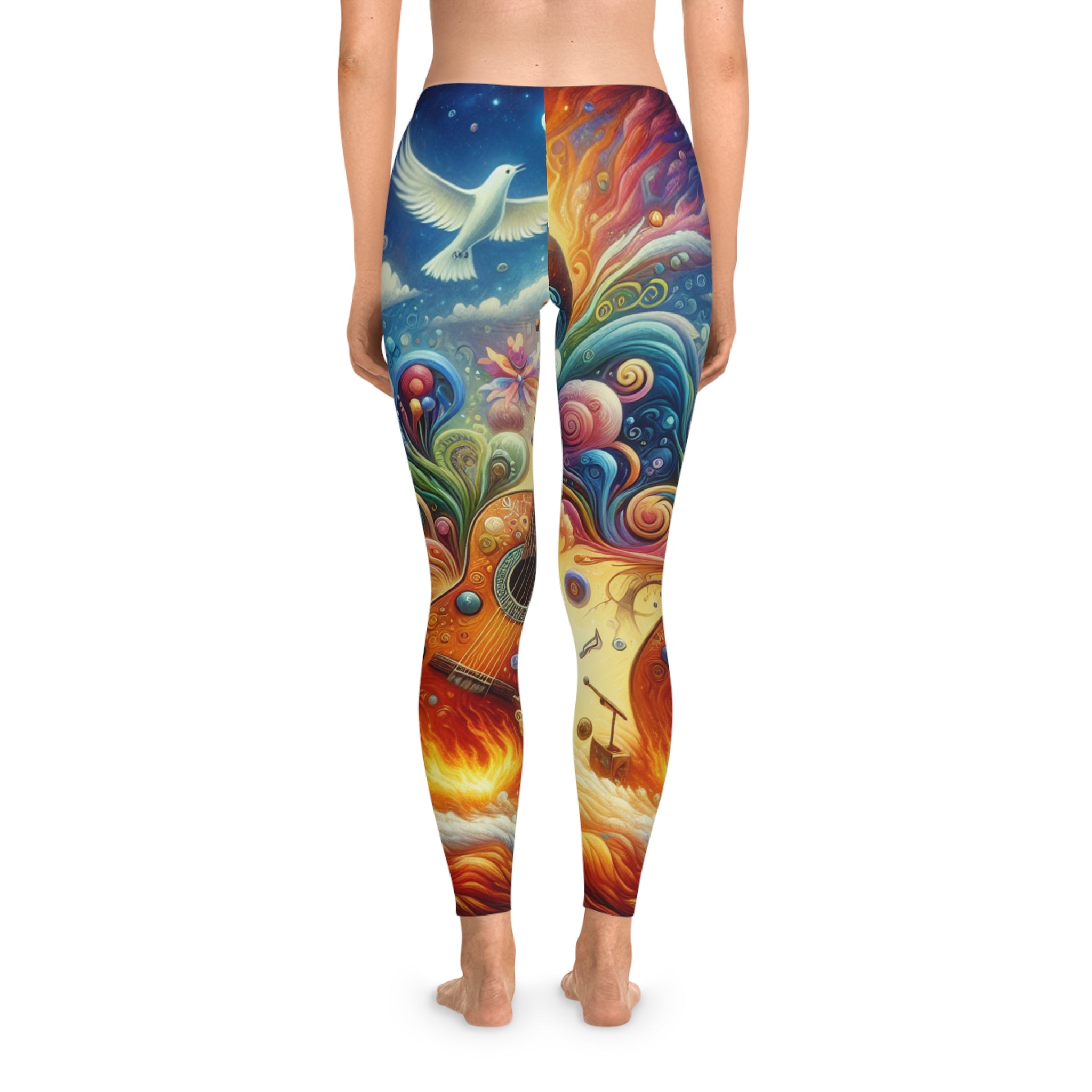 Vibrant Art Leggings - Colorful Music & Nature Design Worlds on Fire