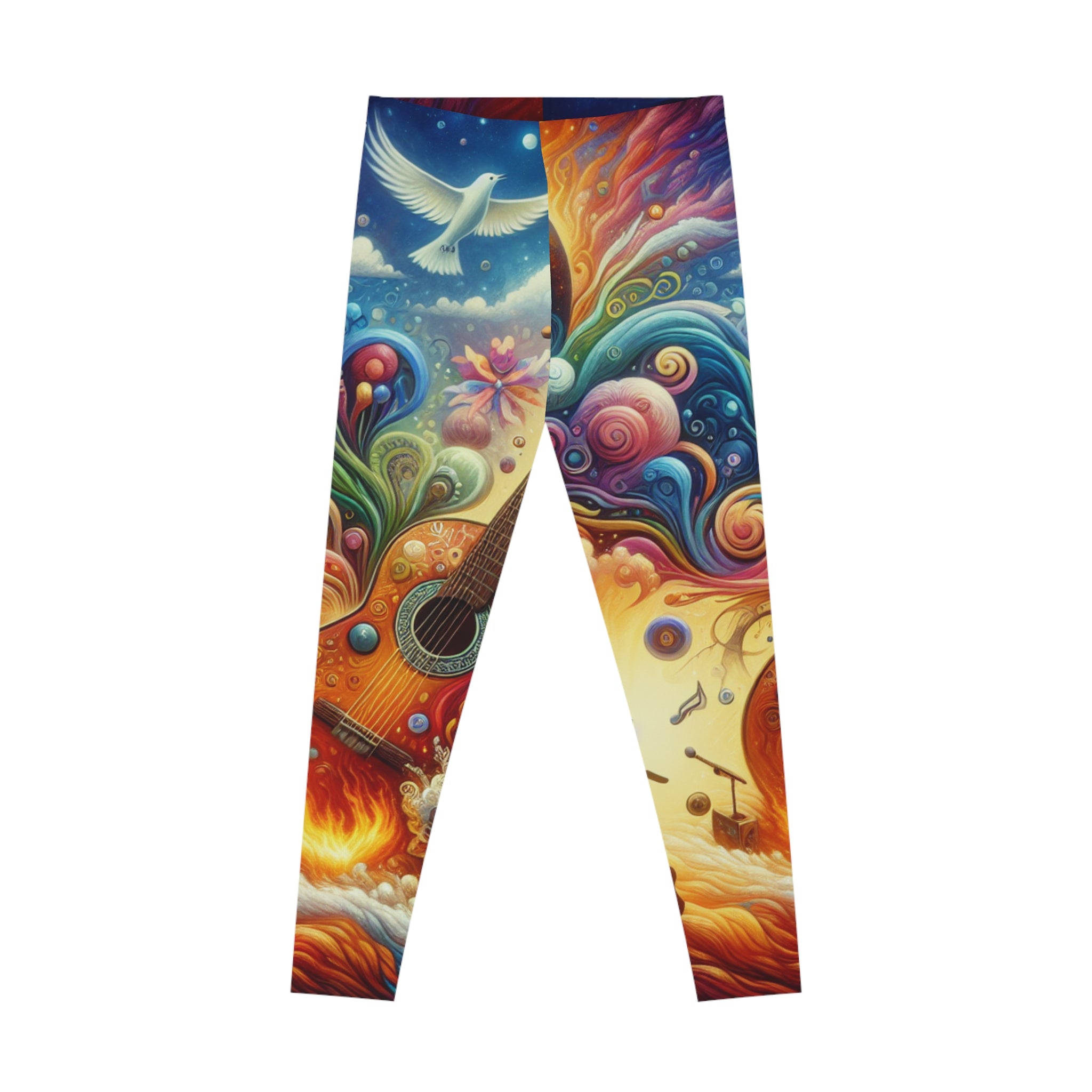 Vibrant Art Leggings - Colorful Music & Nature Design Worlds on Fire