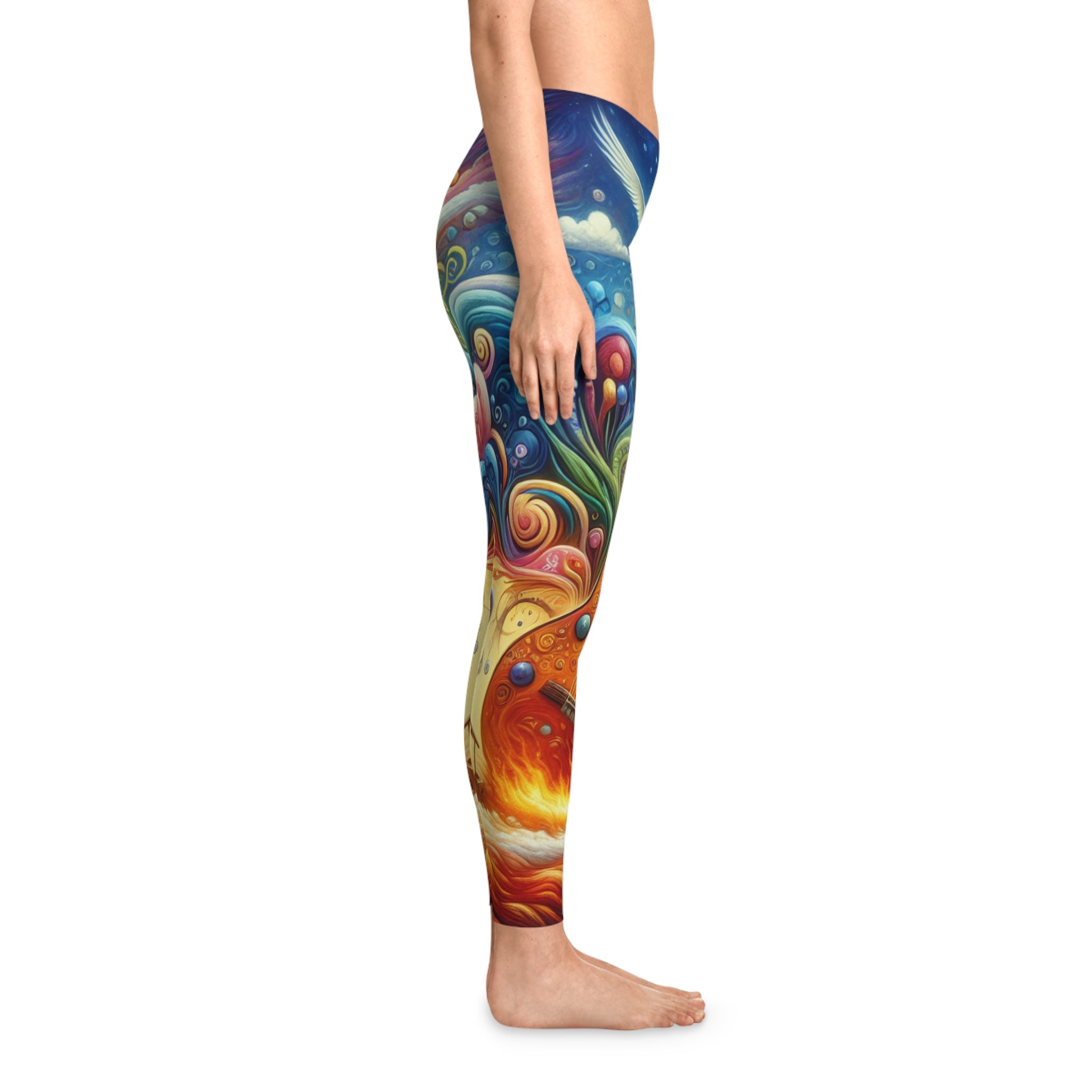 Vibrant Art Leggings - Colorful Music & Nature Design Worlds on Fire