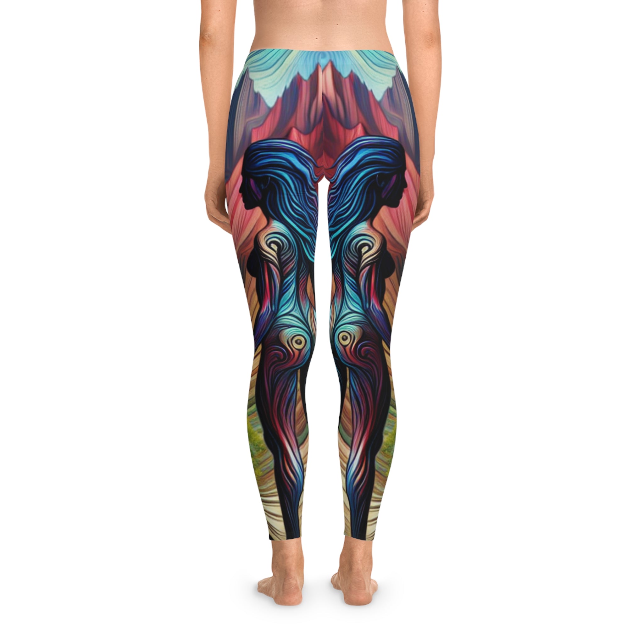 Vibrant Road Trip Stretchy Leggings - Perfect for Fitness & Travel Enthusiasts Steep Grade Sharp Curves