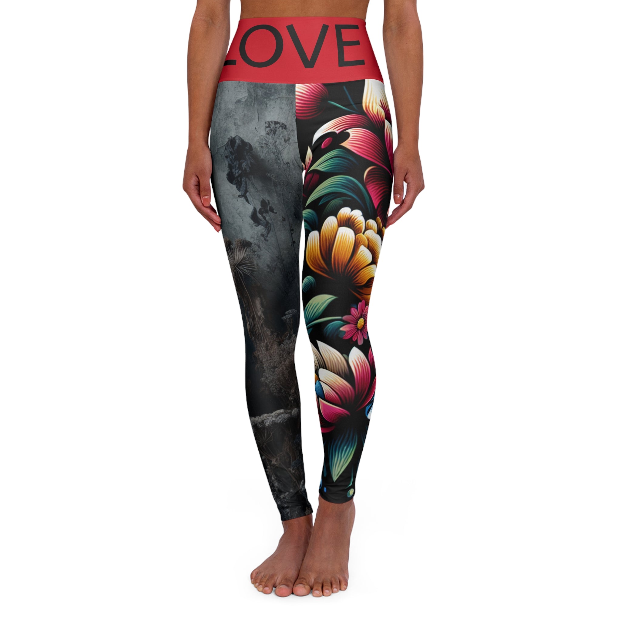 Floral High Waisted Yoga Leggings - Love and Regret Festival Wear