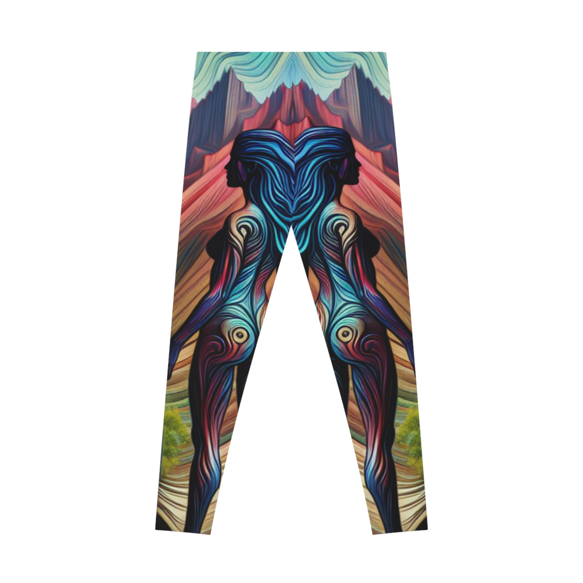 Vibrant Road Trip Stretchy Leggings - Perfect for Fitness & Travel Enthusiasts Steep Grade Sharp Curves