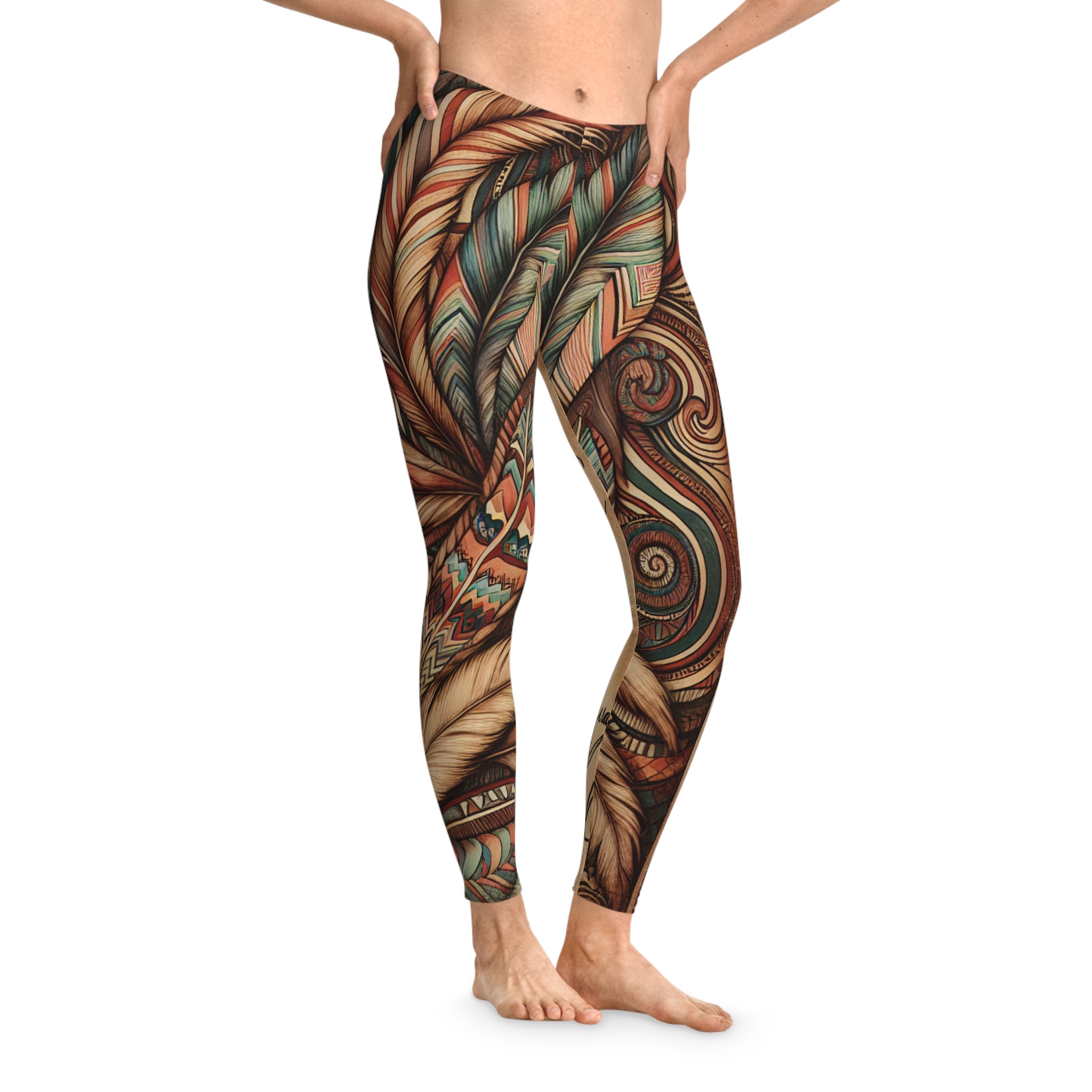 Music Festival Stretchy Leggings Feathered Indian