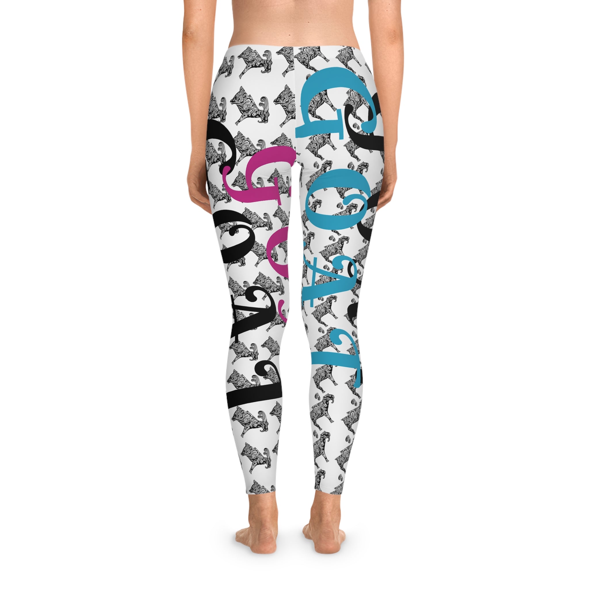 Trendy GOAT Print Stretchy Leggings for Active Lifestyle