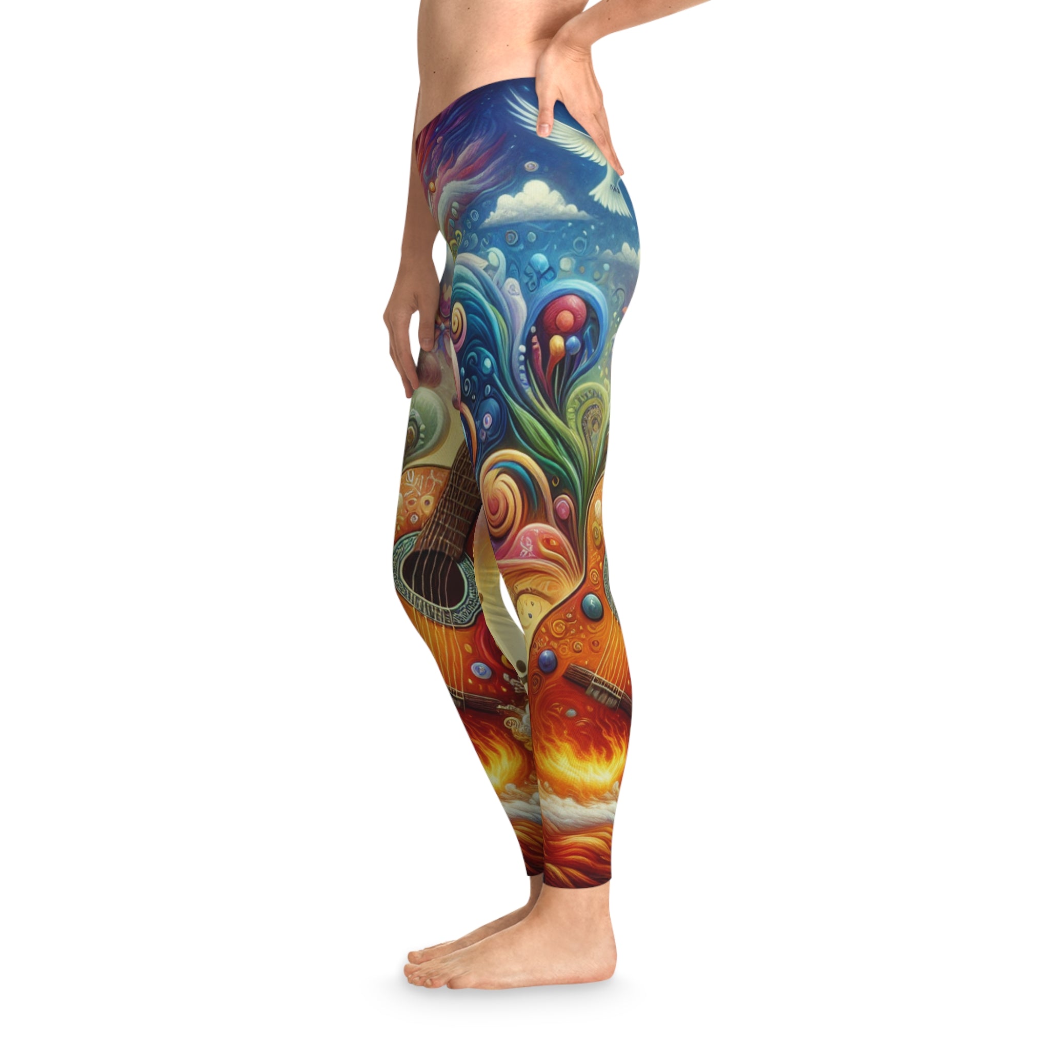 Vibrant Art Leggings - Colorful Music & Nature Design Worlds on Fire