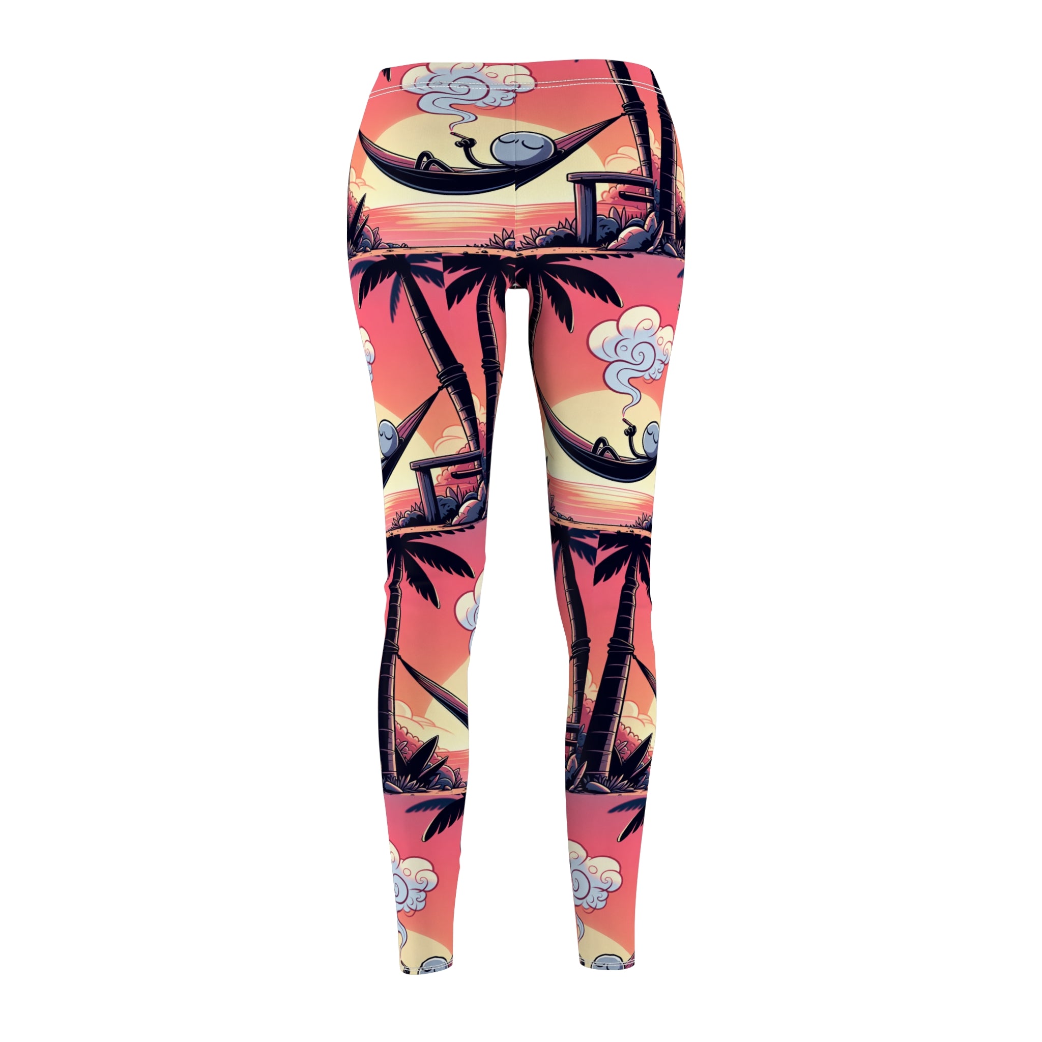 Tropical Sunset Casual Leggings with stick figure | Women's Cut & Sew Activewear