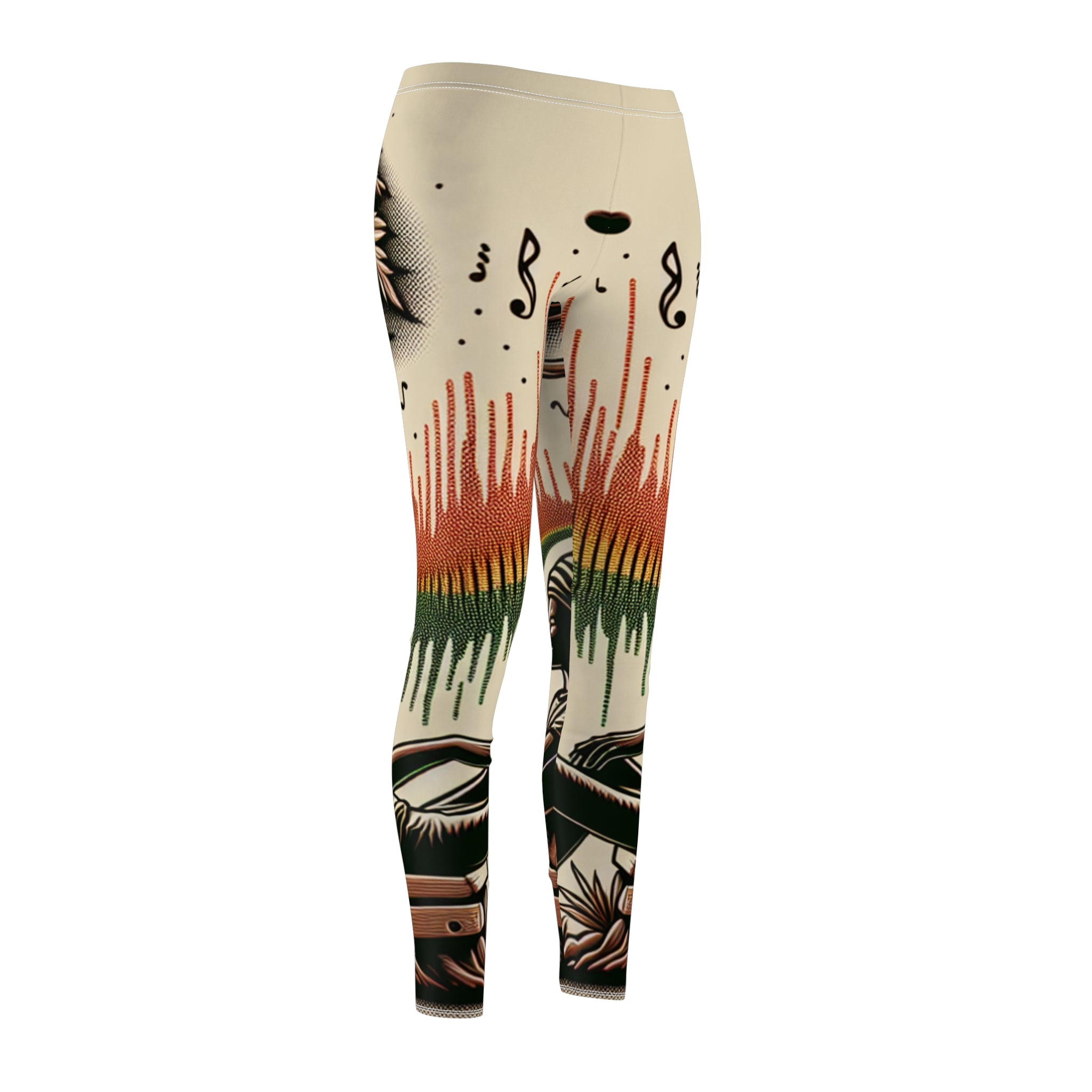 Leggings - Vibrant Rasta Weight of Sound Leggings with Nature Design for Active Women