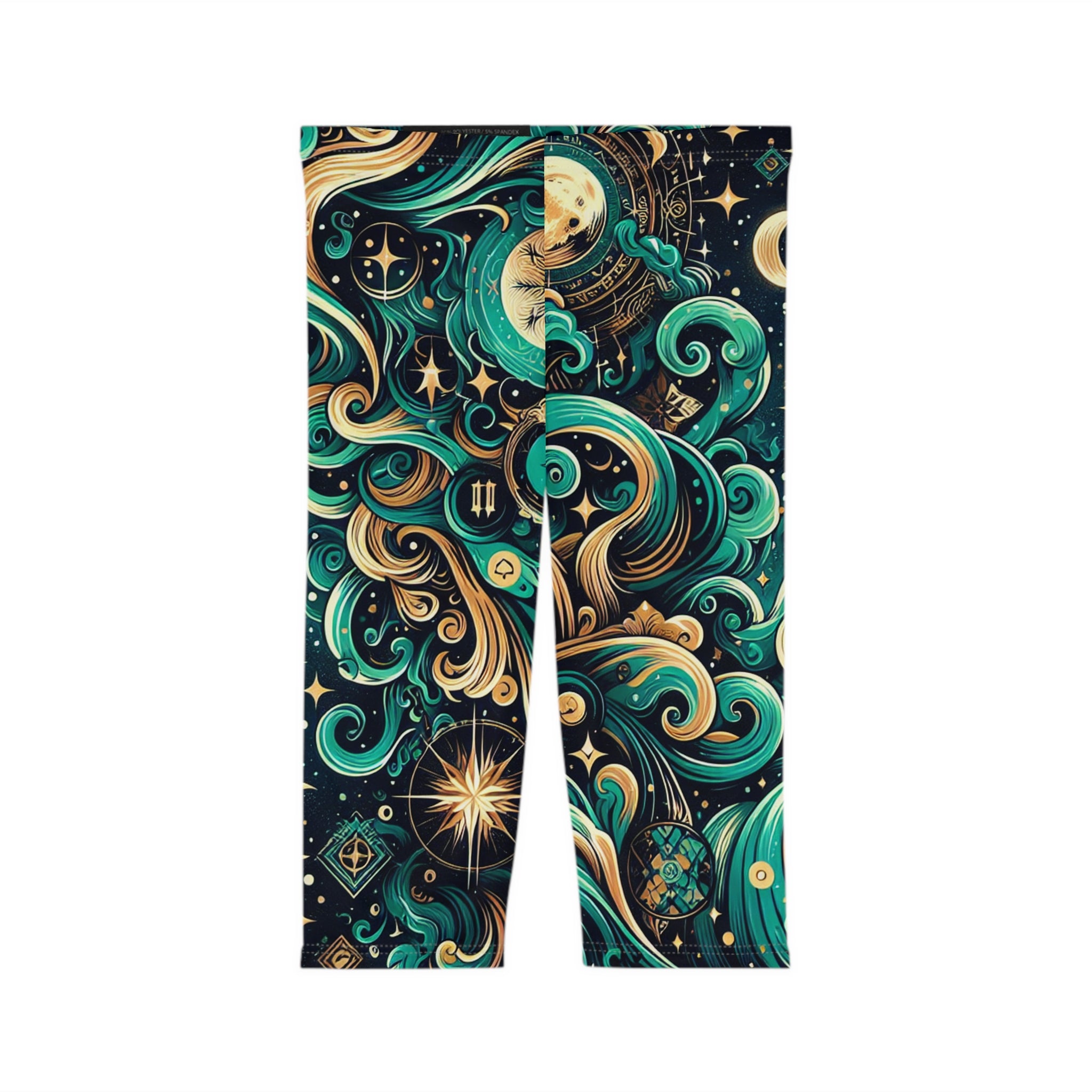 Celestial Dream Women’s Capri Leggings - Cosmic Flow Design Santaria