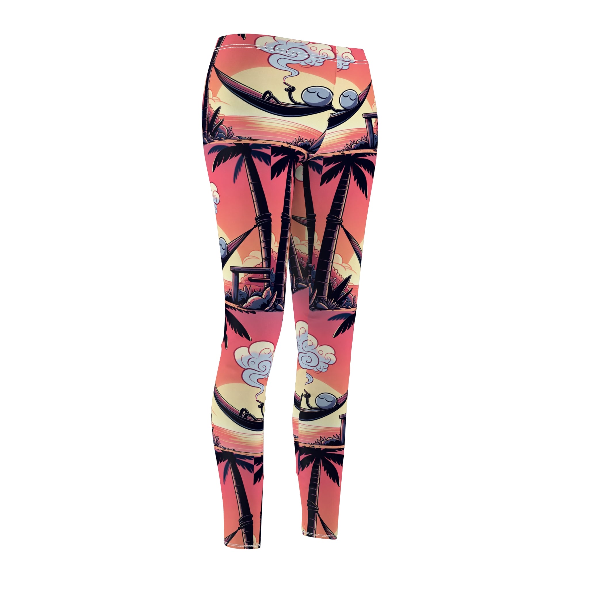 Tropical Sunset Casual Leggings with stick figure | Women's Cut & Sew Activewear