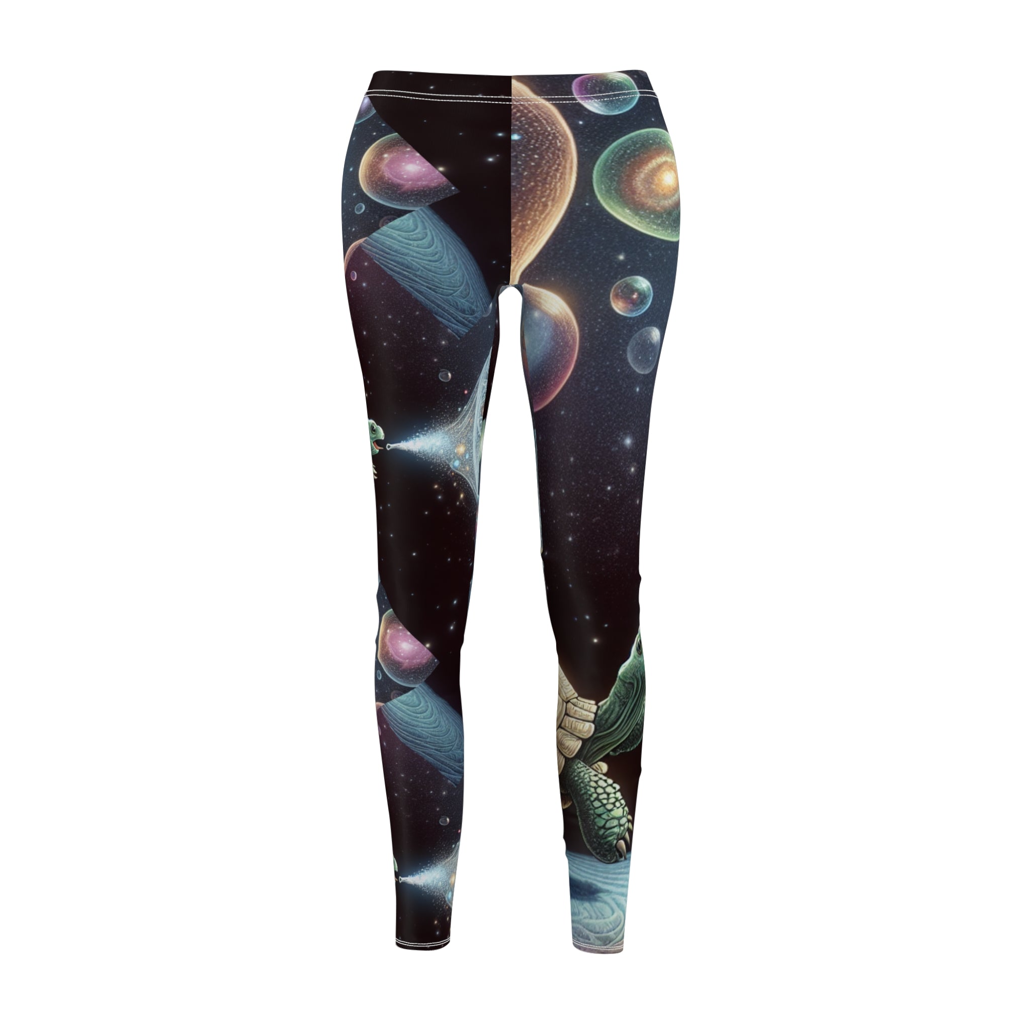 Women's Leggings - Turtle Blowing Bubbles Design