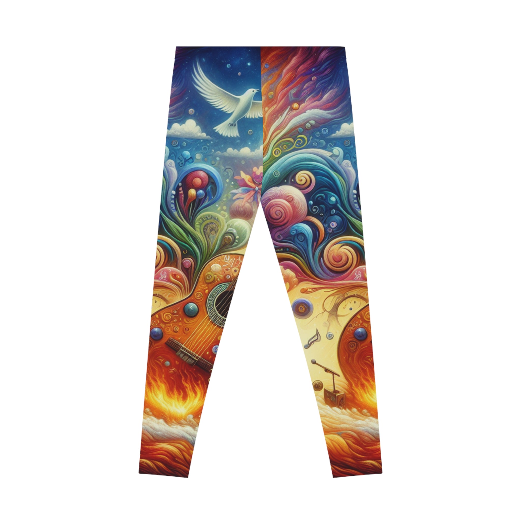 Vibrant Art Leggings - Colorful Music & Nature Design Worlds on Fire