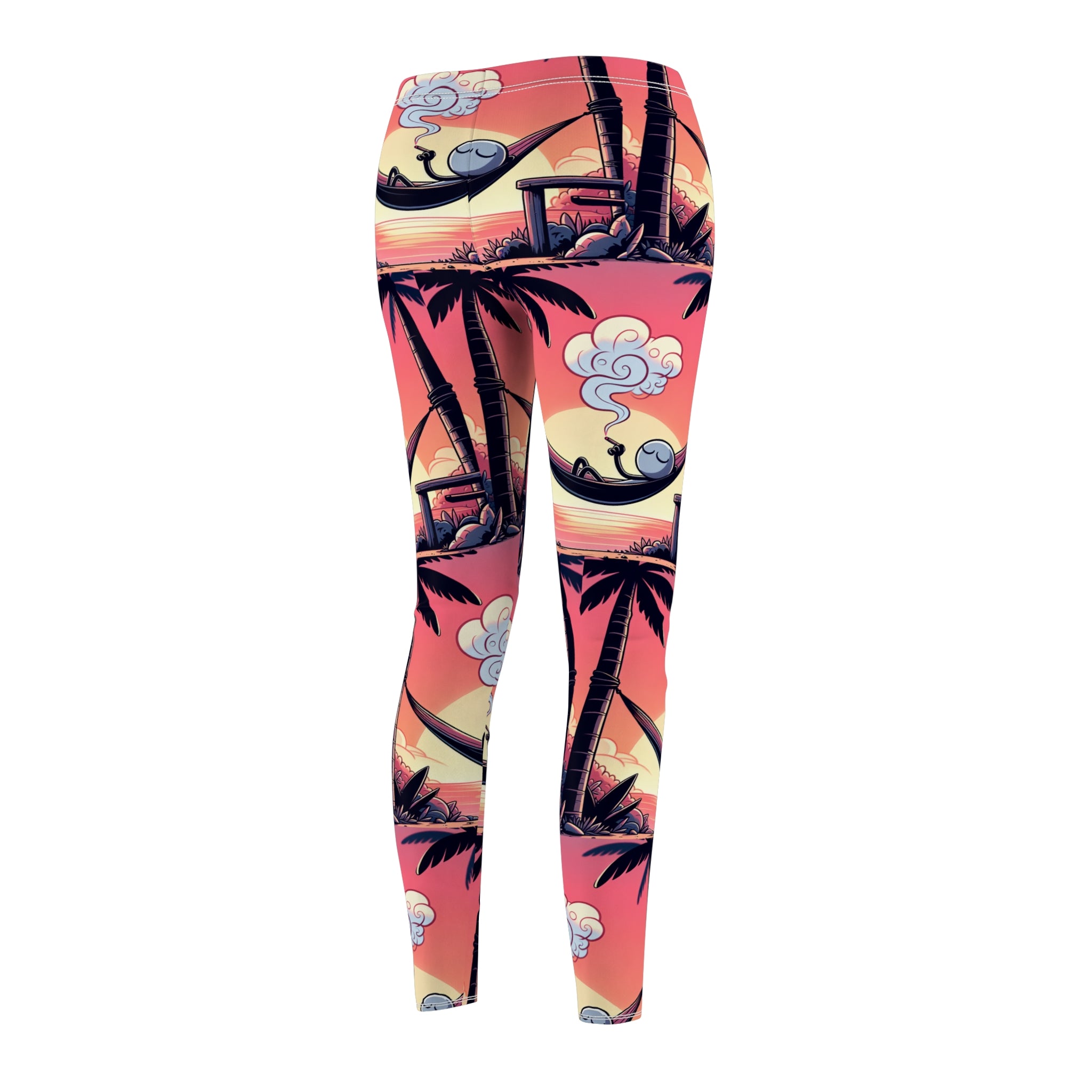 Tropical Sunset Casual Leggings with stick figure | Women's Cut & Sew Activewear