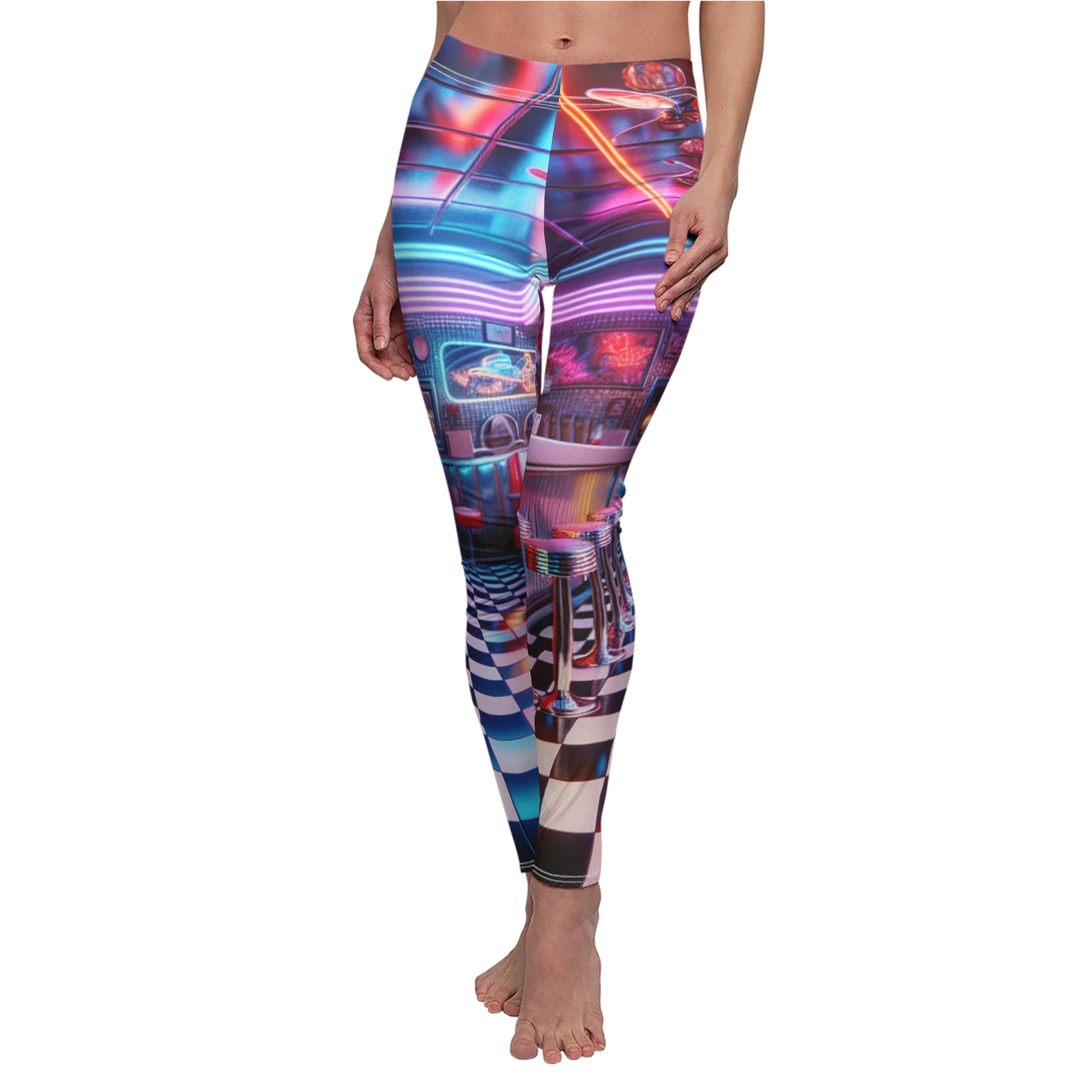 Women's Leggings - Retro WSP Neon Diner Print