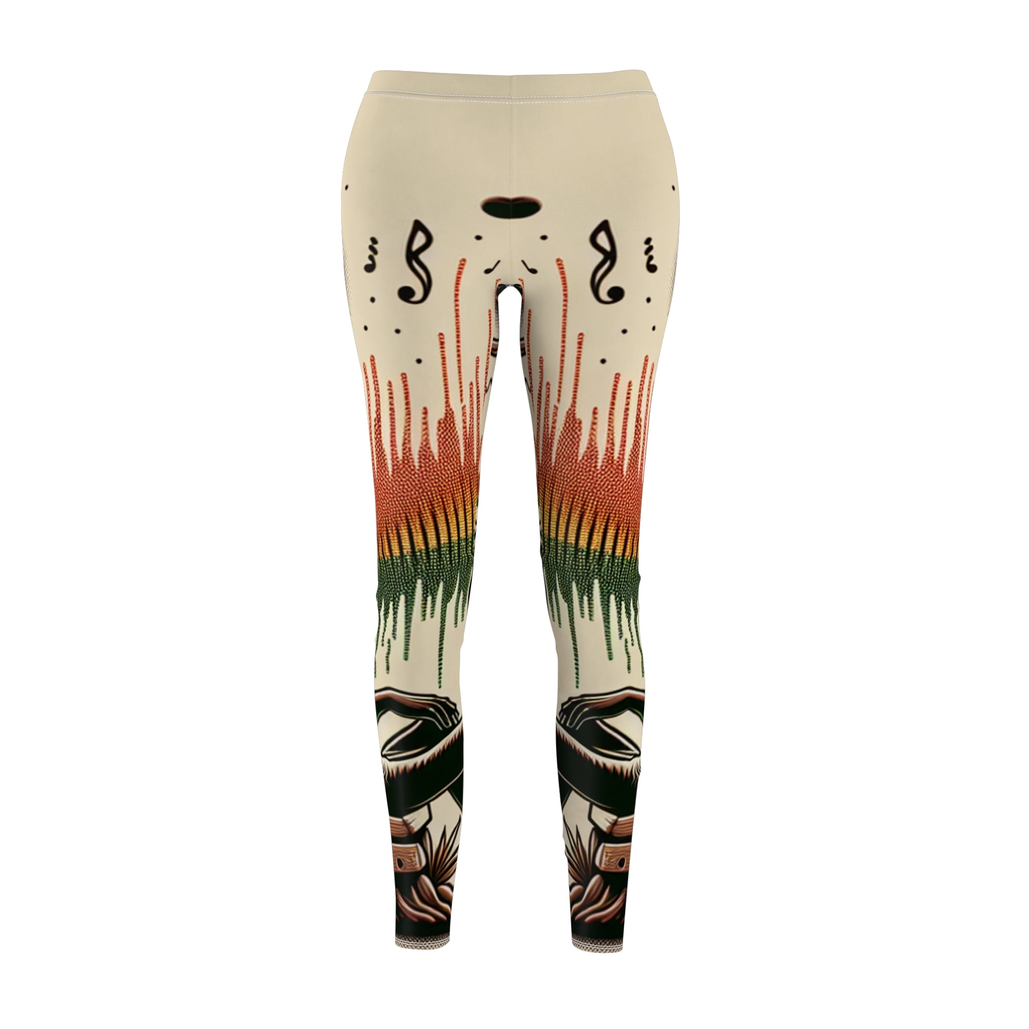 Leggings - Vibrant Rasta Weight of Sound Leggings with Nature Design for Active Women