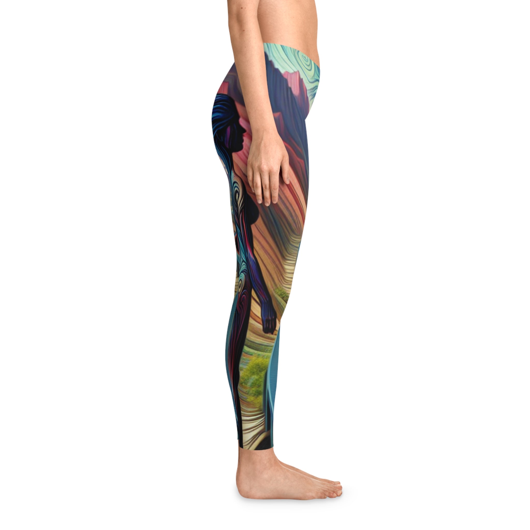 Vibrant Road Trip Stretchy Leggings - Perfect for Fitness & Travel Enthusiasts Steep Grade Sharp Curves