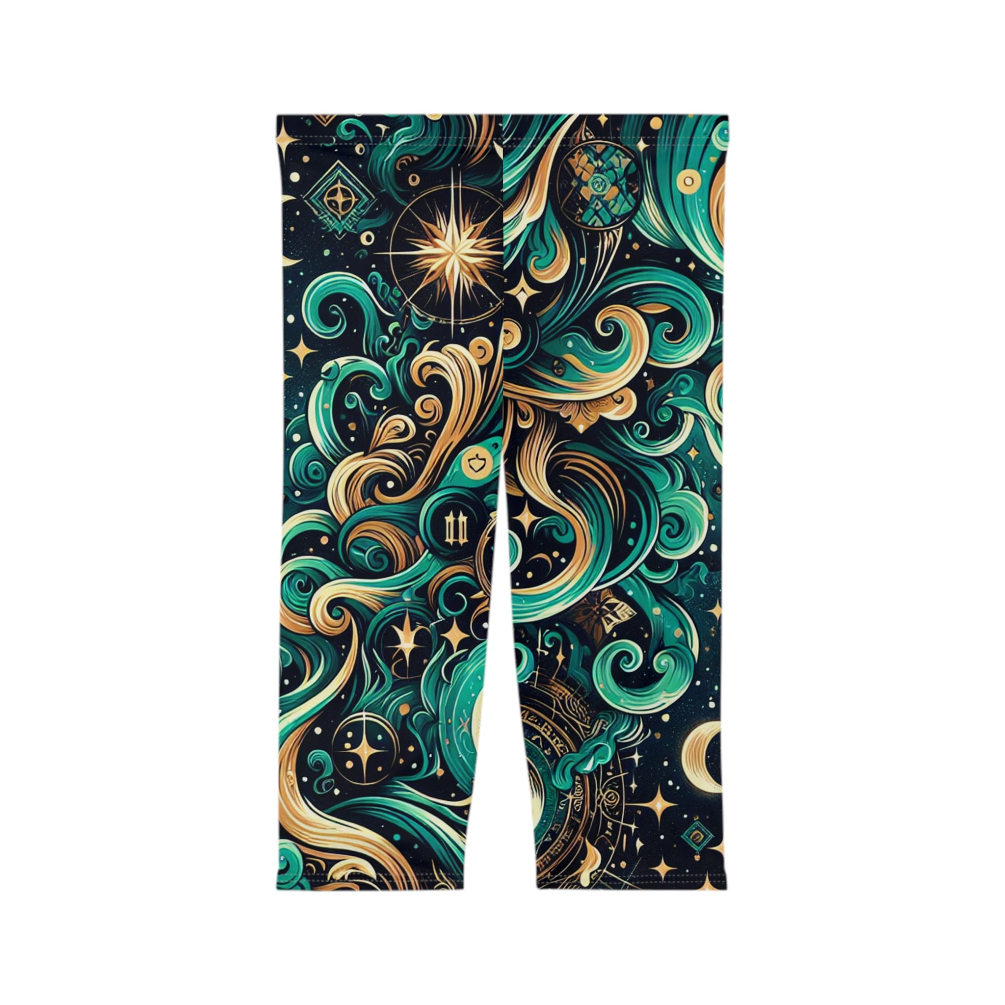 Celestial Dream Women’s Capri Leggings - Cosmic Flow Design Santaria