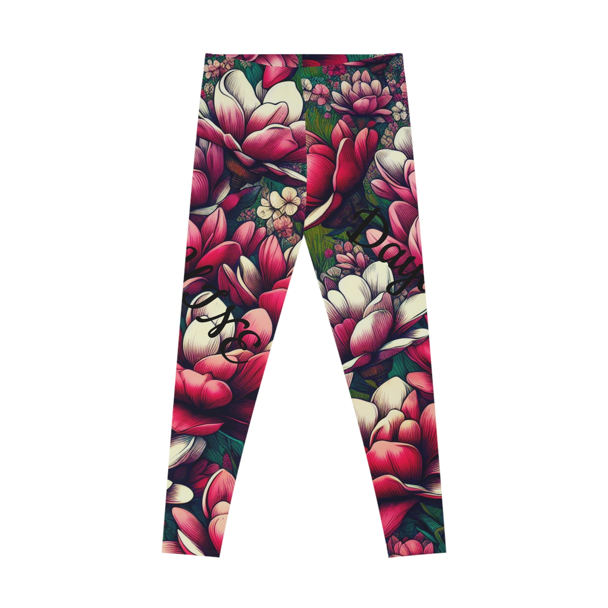 Floral magnolias stretchy leggings sunshine daydream