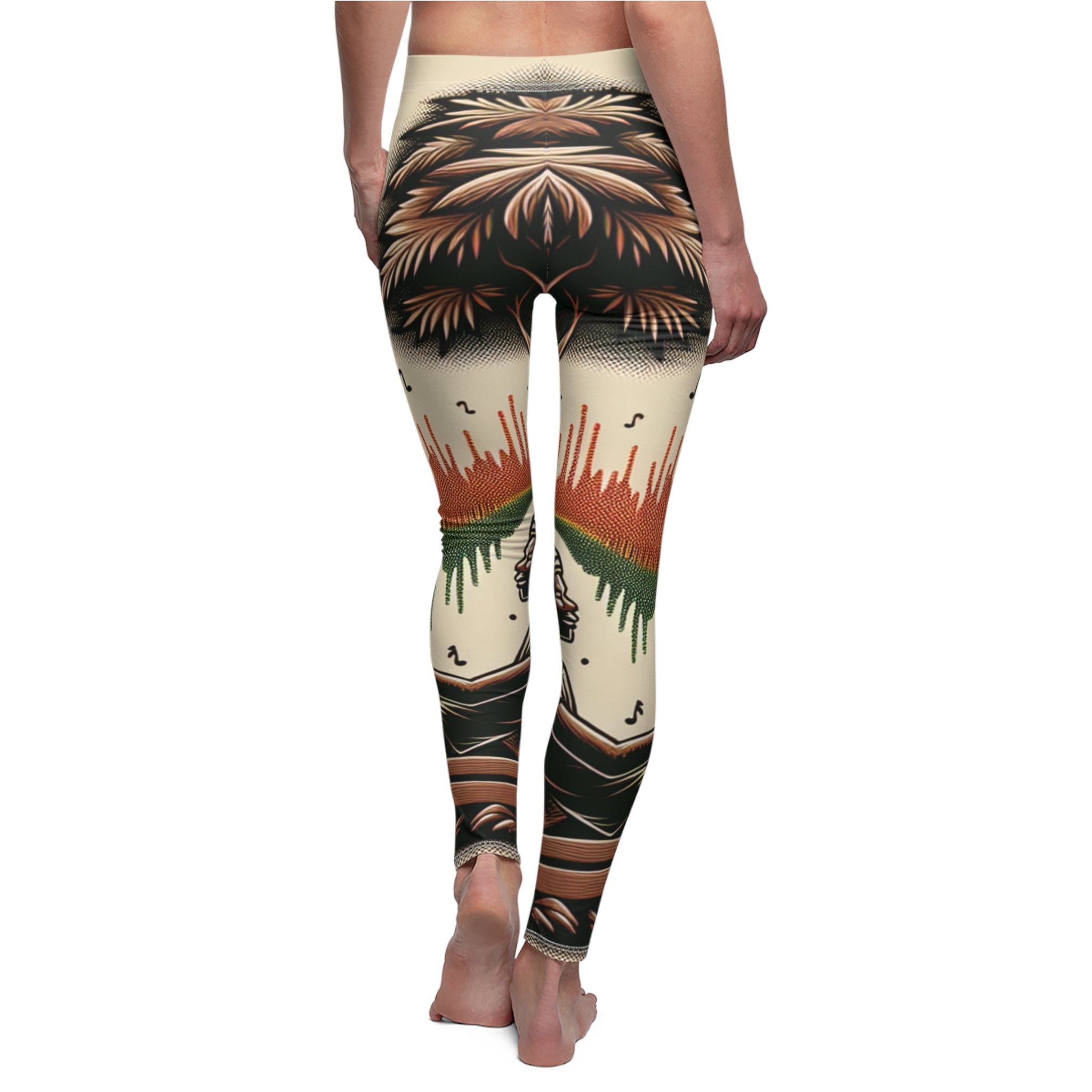 Leggings - Vibrant Rasta Weight of Sound Leggings with Nature Design for Active Women