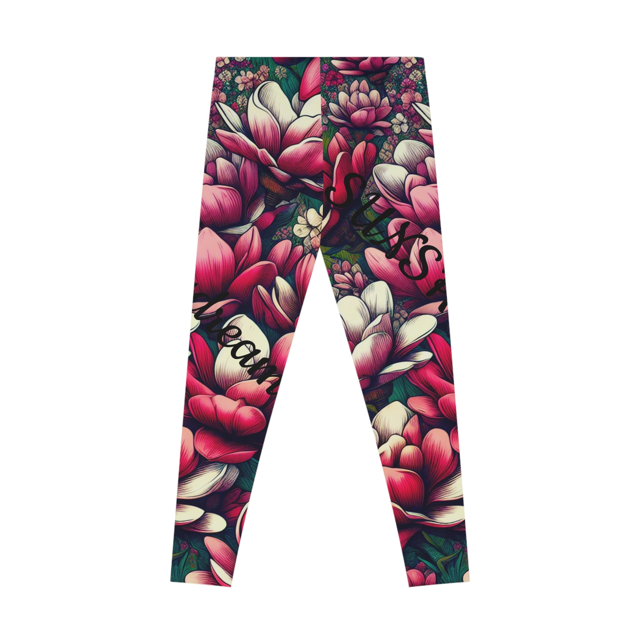 Floral magnolias stretchy leggings sunshine daydream