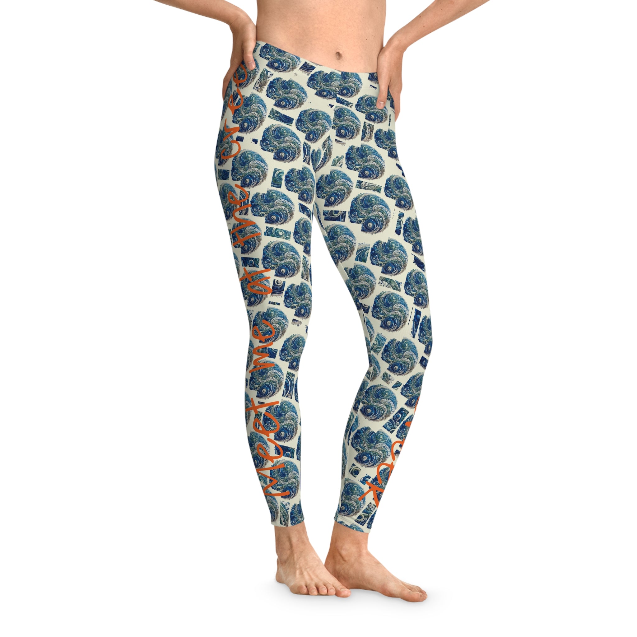 Stretchy Leggings Billy Song Meet Me at the Creek Spiral Water Pattern