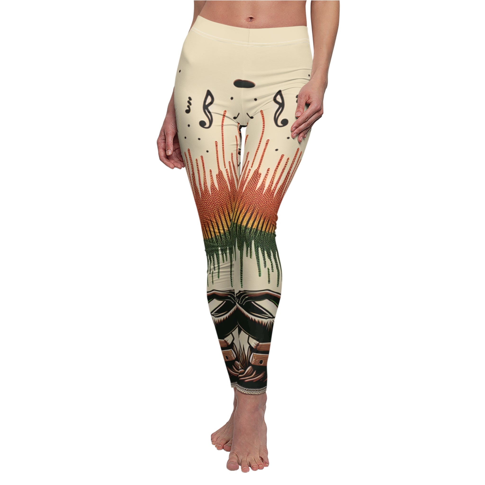 Leggings - Vibrant Rasta Weight of Sound Leggings with Nature Design for Active Women