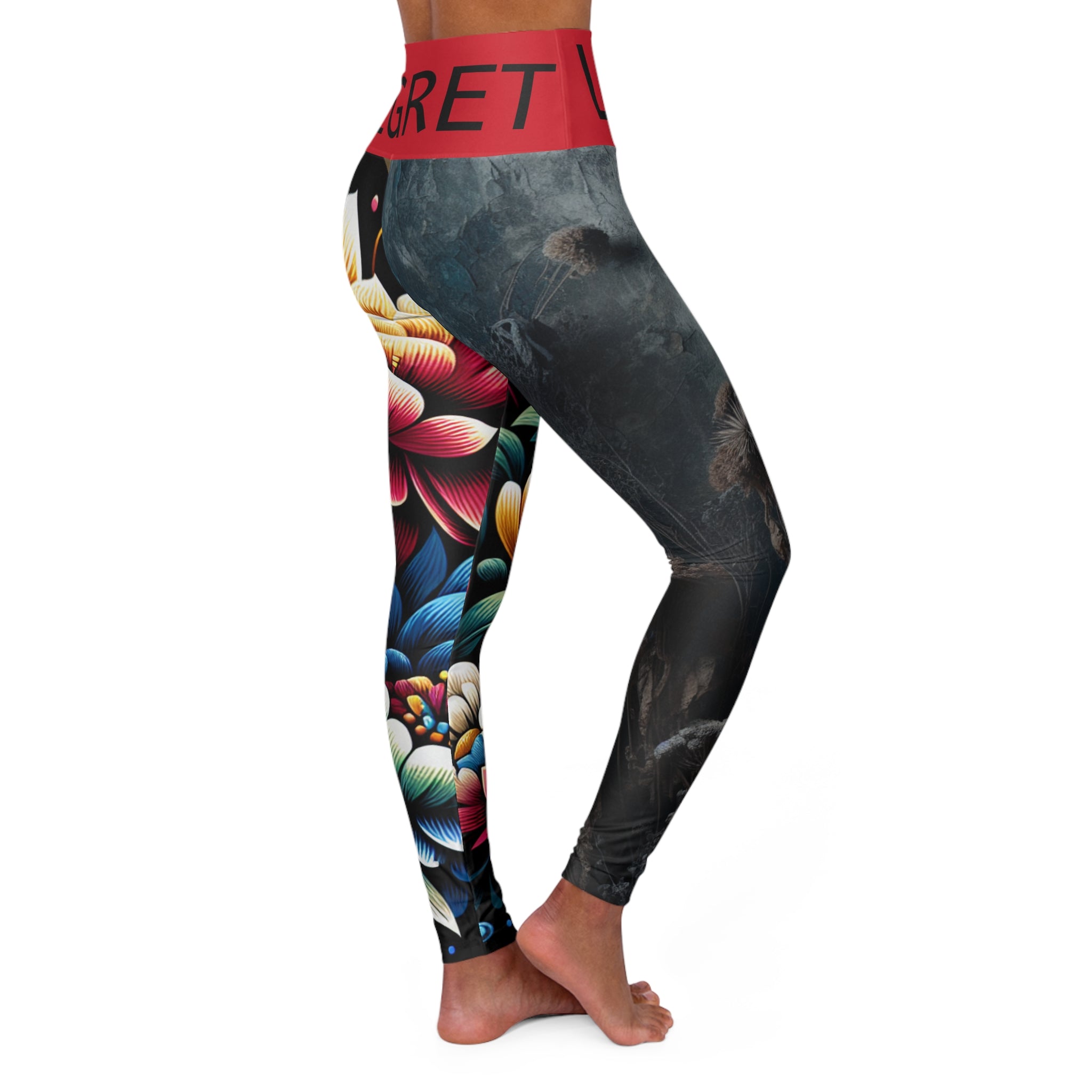 Floral High Waisted Yoga Leggings - Love and Regret Festival Wear