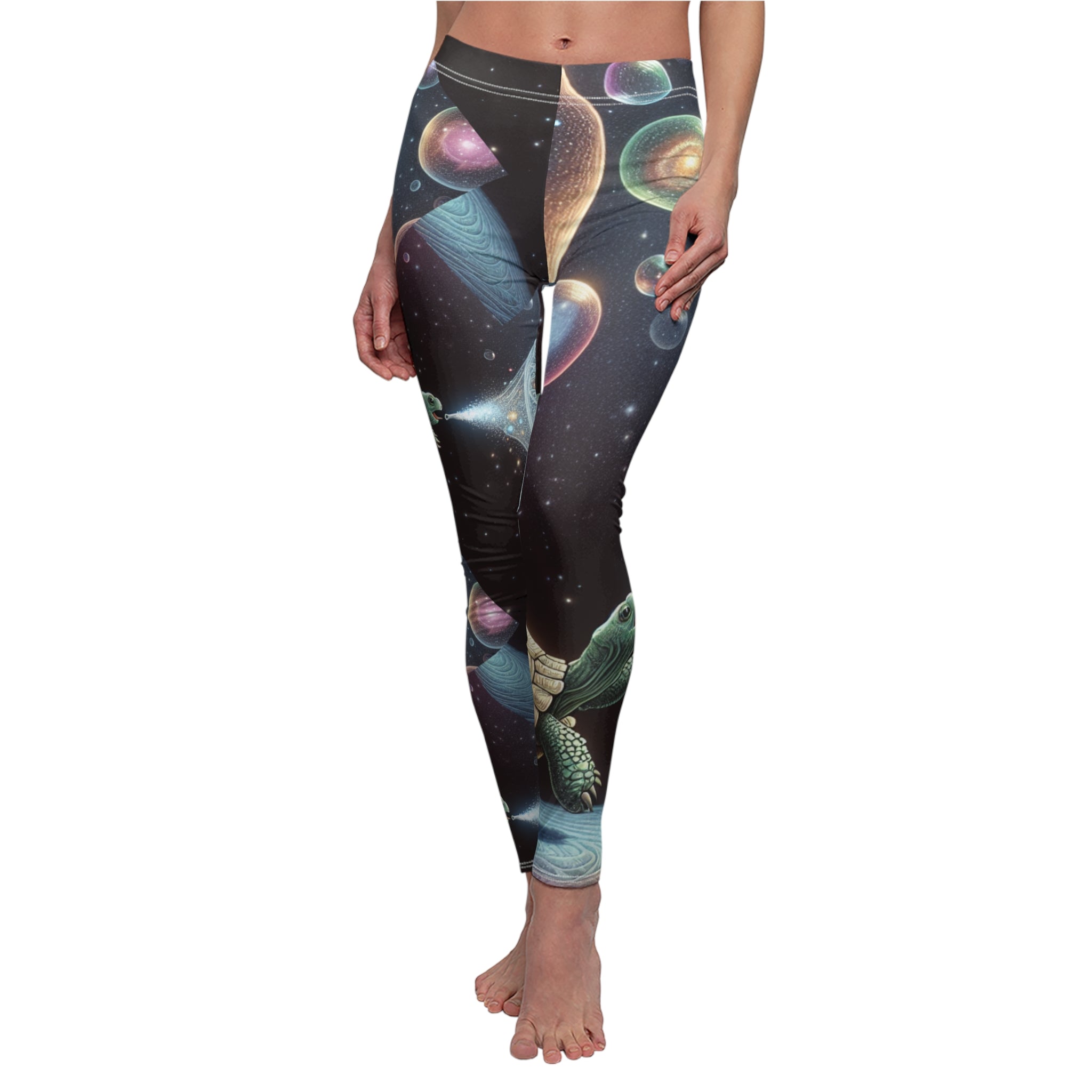 Women's Leggings - Turtle Blowing Bubbles Design