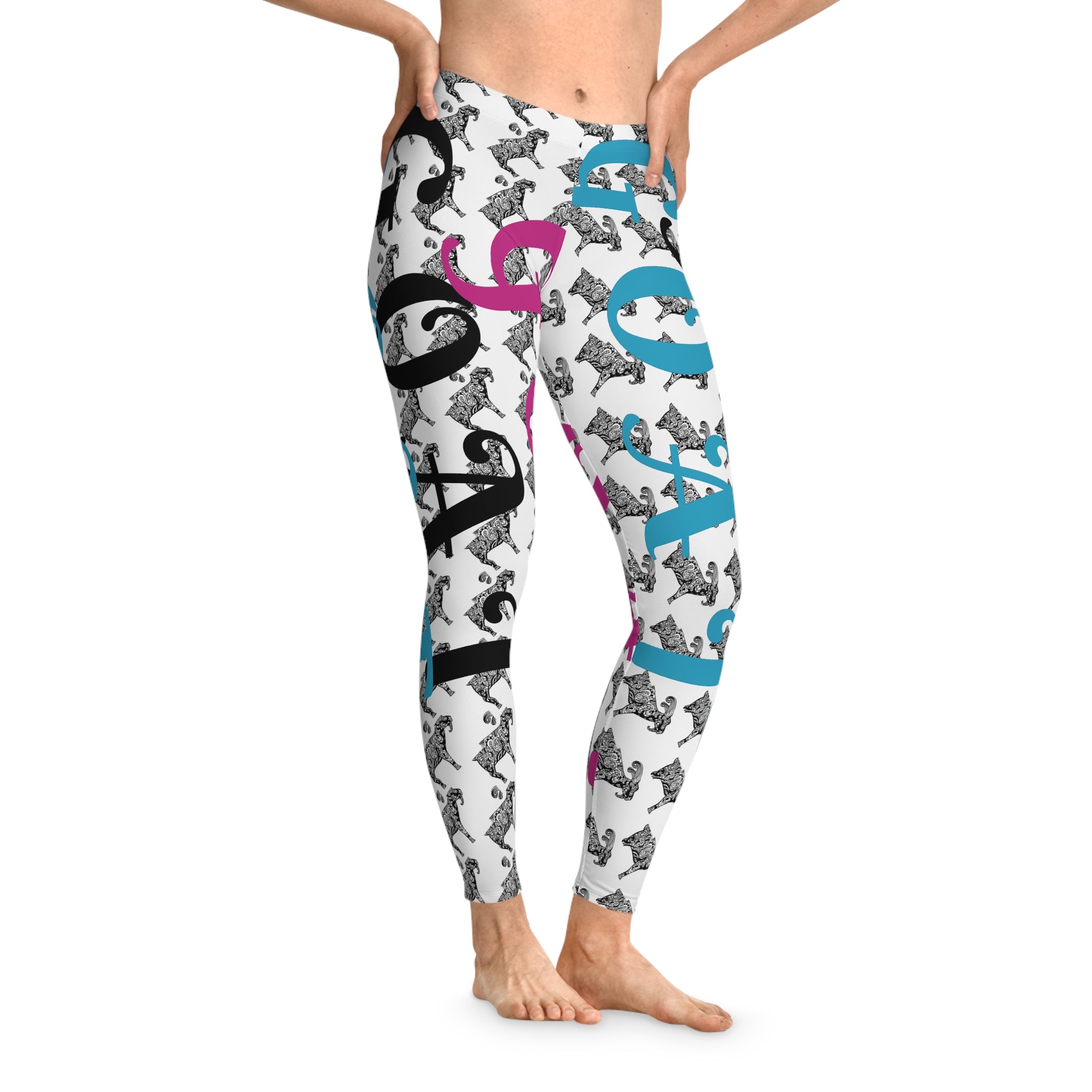 Trendy GOAT Print Stretchy Leggings for Active Lifestyle