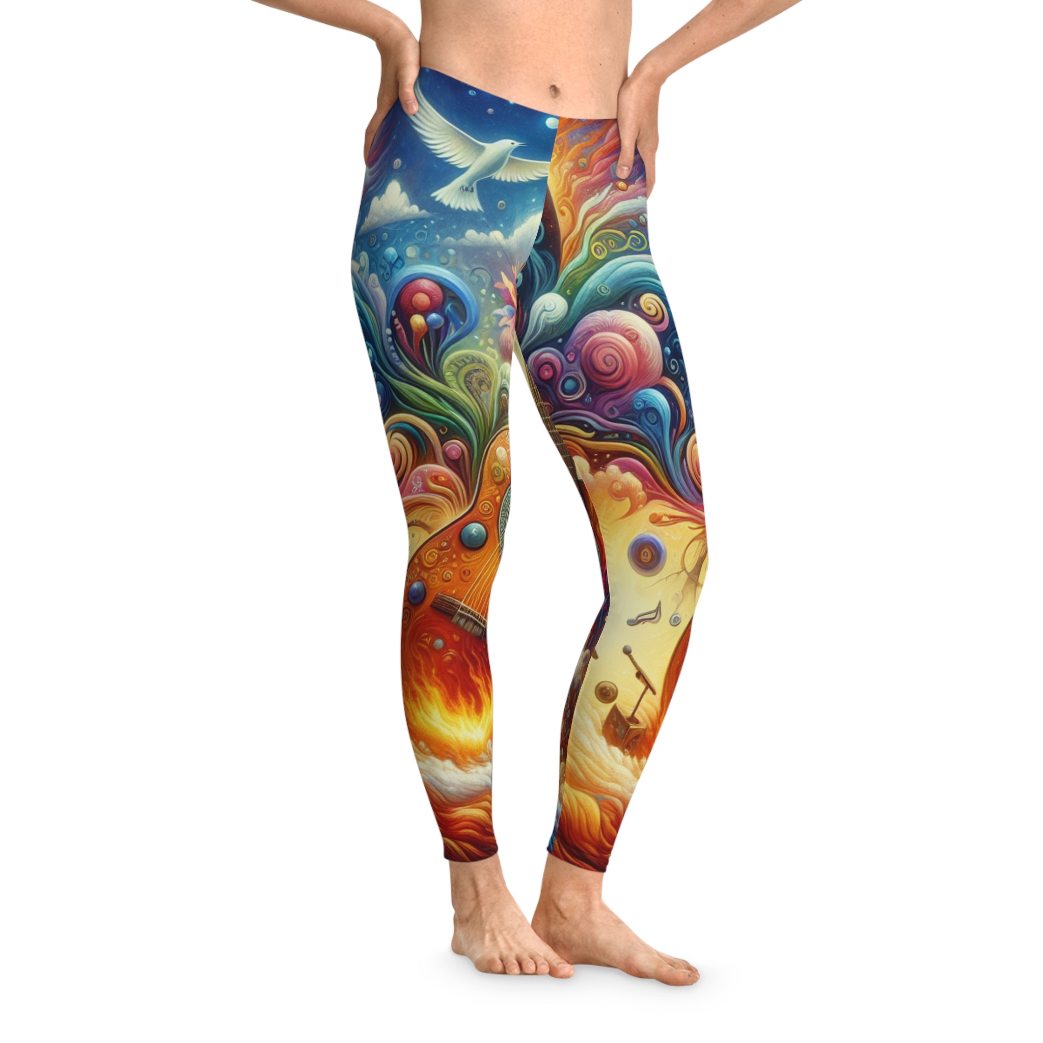 Vibrant Art Leggings - Colorful Music & Nature Design Worlds on Fire