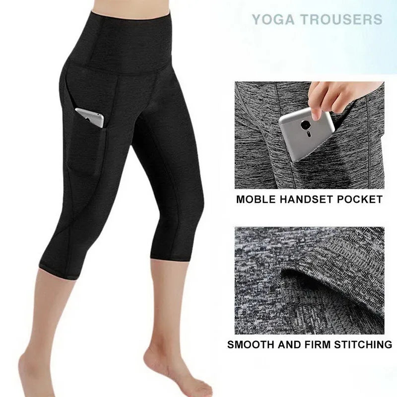 Women Fashion Sports Leggings With Pocket High Waist Push Up Ladies Pants Fitness Gym Leggings Female Workout Yoga Pants