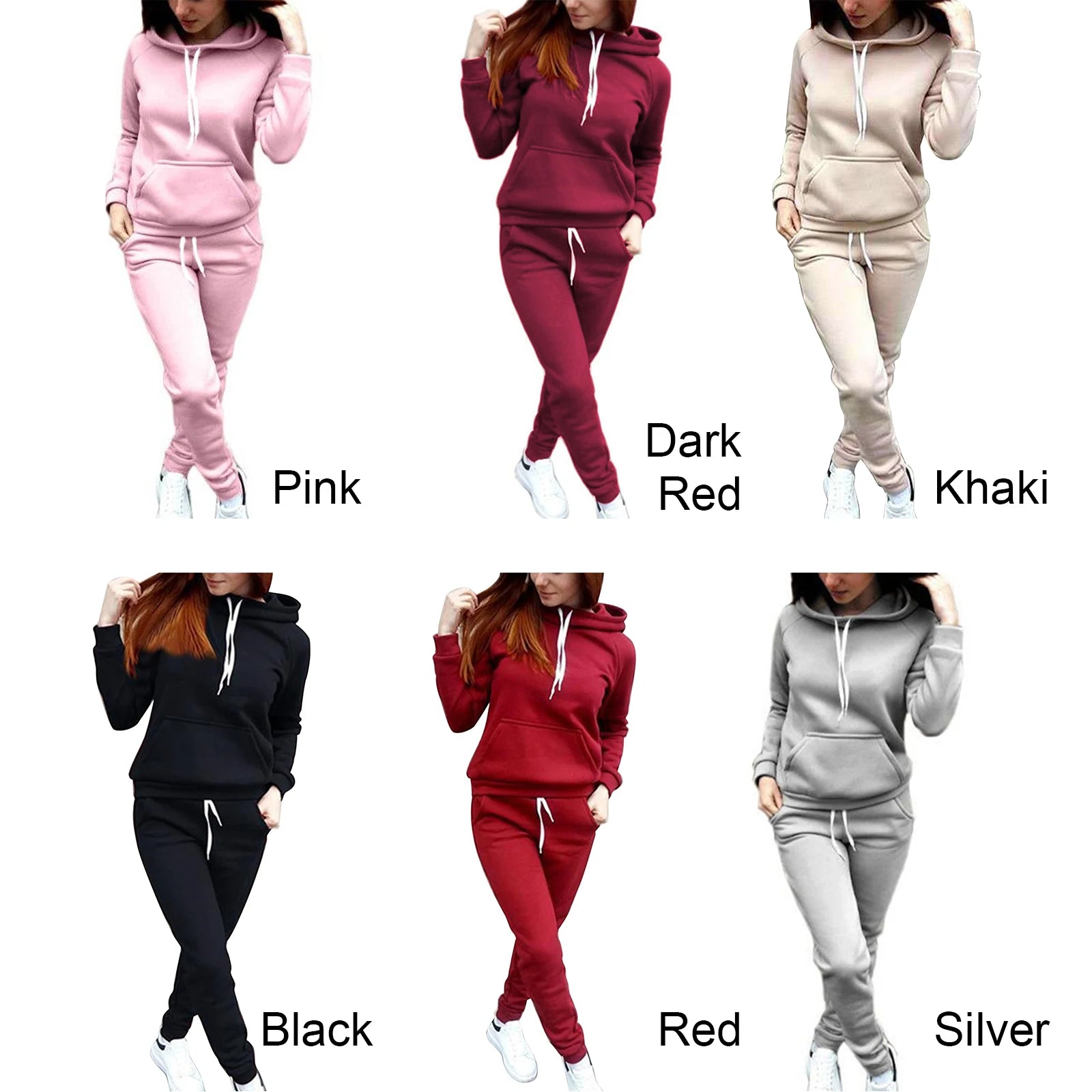 Women's Tracksuit Casual Two-piece Clothing Sets Warm Suit for Female Workout Outfits Hoodies Top + Pants Set