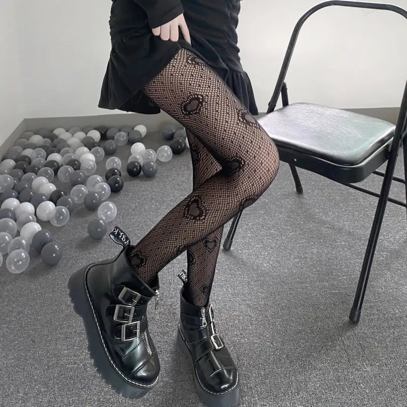 Sexy Women Gothic Tights Seamless Sexy Lace Mesh Fishnet Pantyhose Summer Nylon Leggings Lolita Tight Stocking Female Hosiery