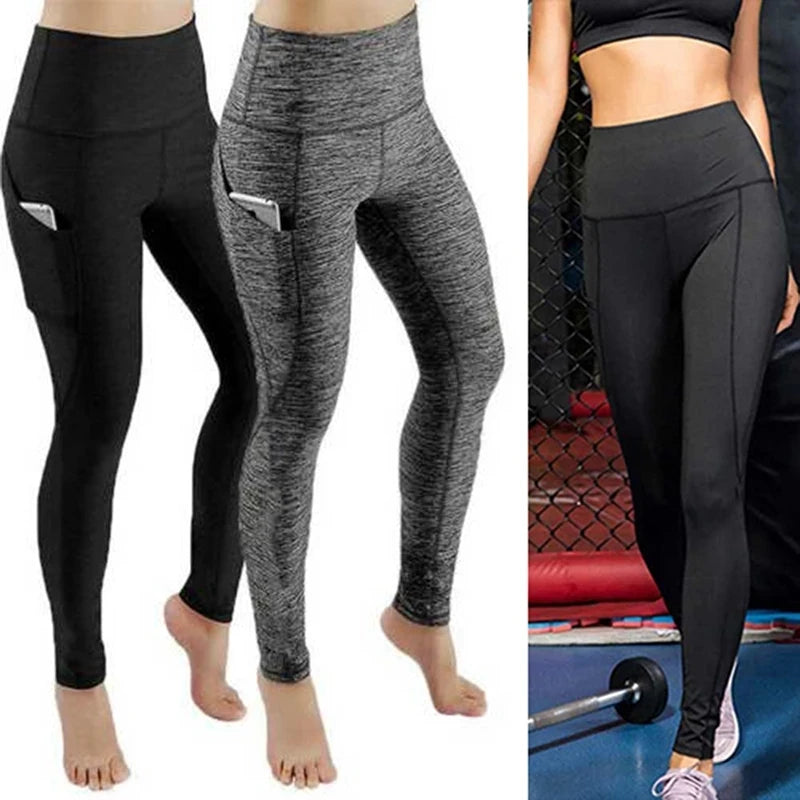 3/4 Sport Pants Women Pockets Capris Pant Female Leggings Women Fitness Gym High Waist Leggins Black Cropped Leggings Summer New