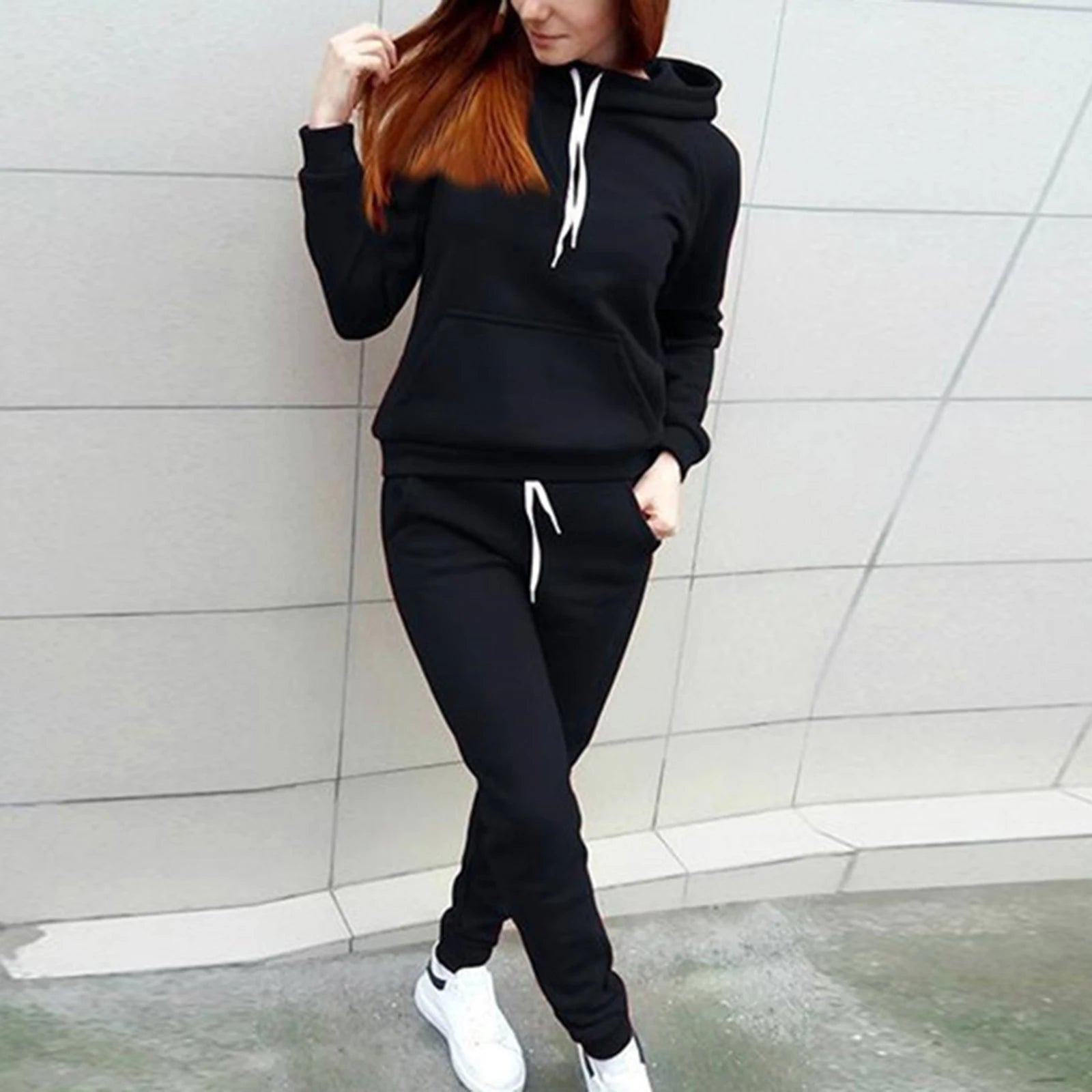 Women's Tracksuit Casual Two-piece Clothing Sets Warm Suit for Female Workout Outfits Hoodies Top + Pants Set