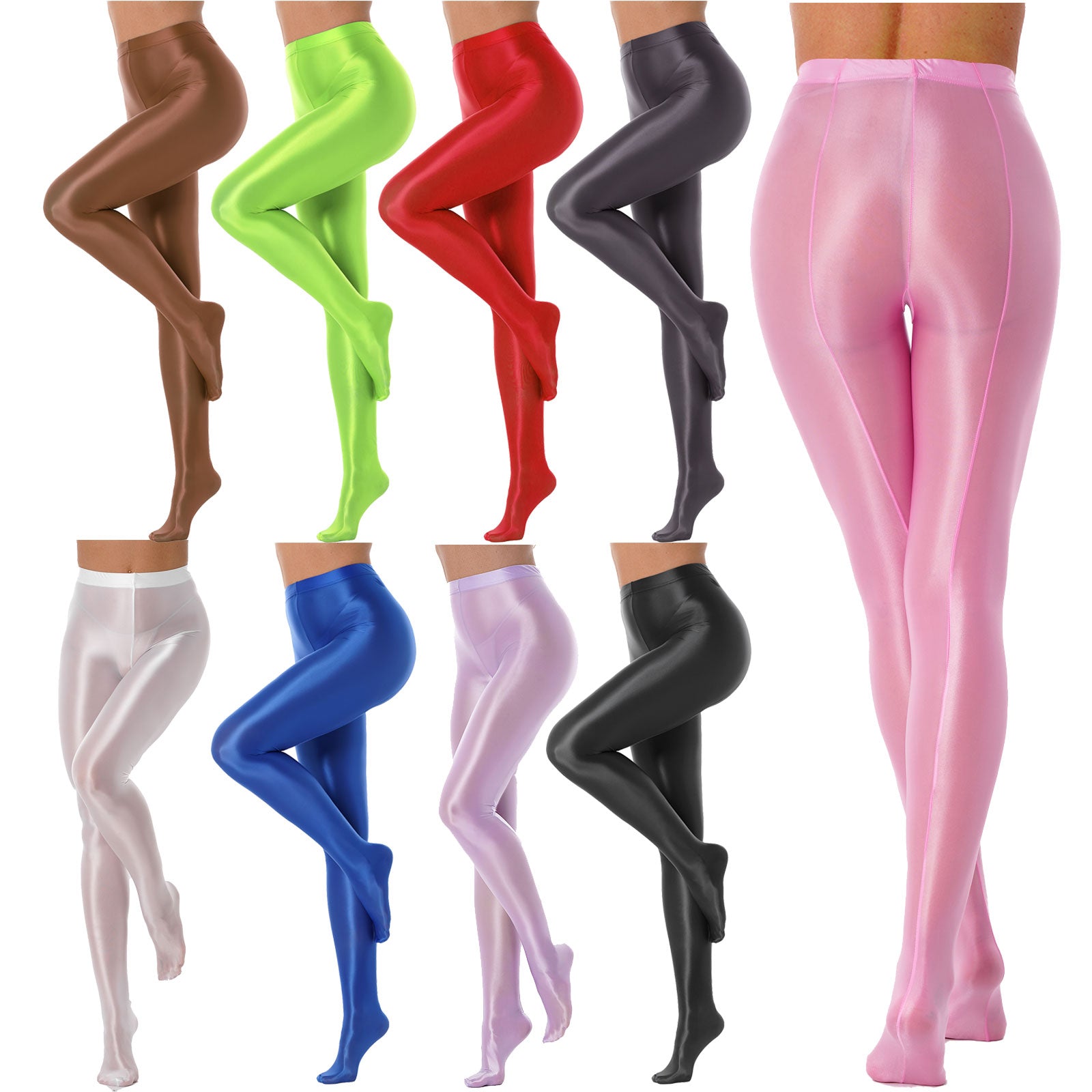 Womens Glossy Pantyhose Pants Smooth Oil Shiny Ballet Dance Yoga Training Fitness Workout Leggings Trousers Tights Clubwear