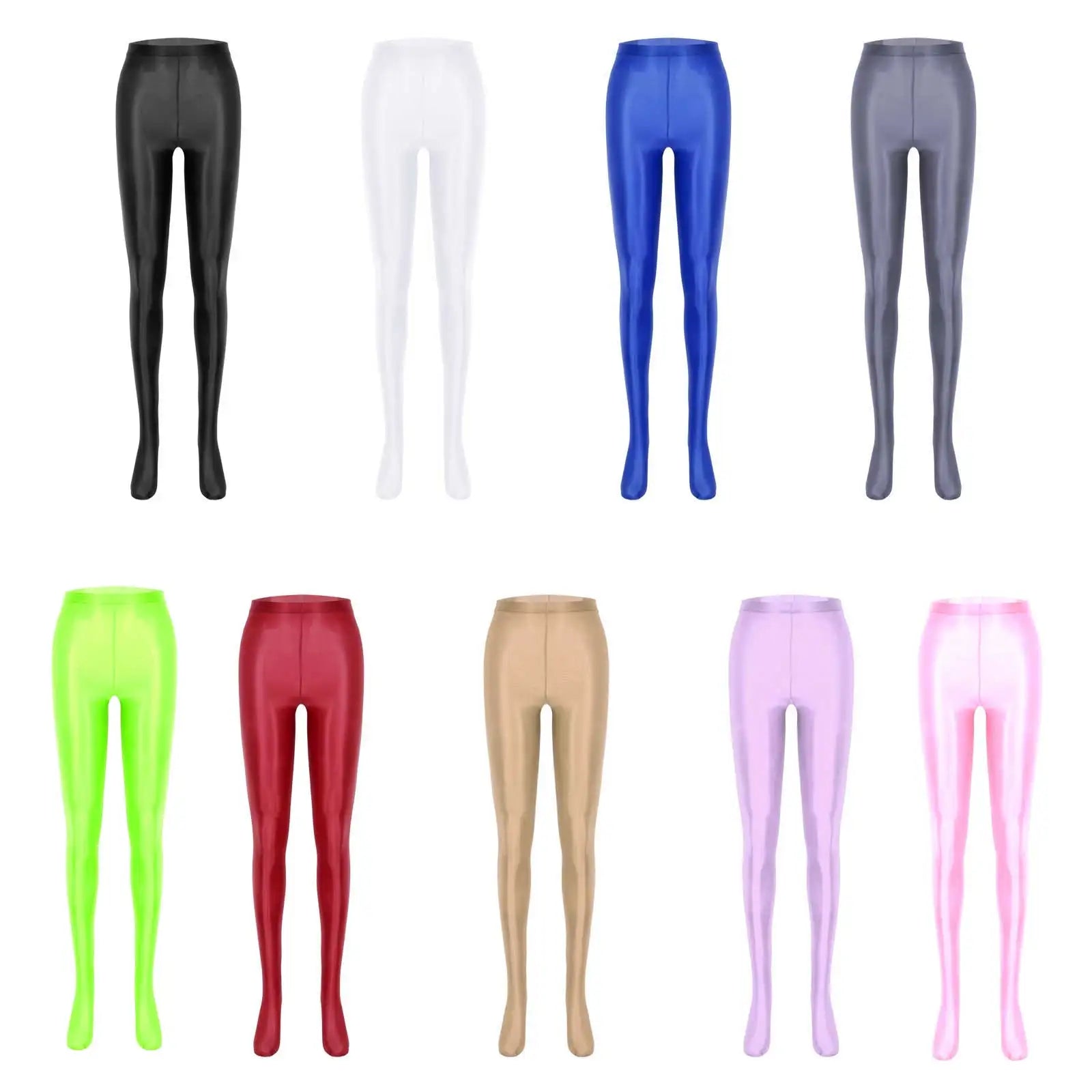 Womens Glossy Pantyhose Pants Smooth Oil Shiny Ballet Dance Yoga Training Fitness Workout Leggings Trousers Tights Clubwear