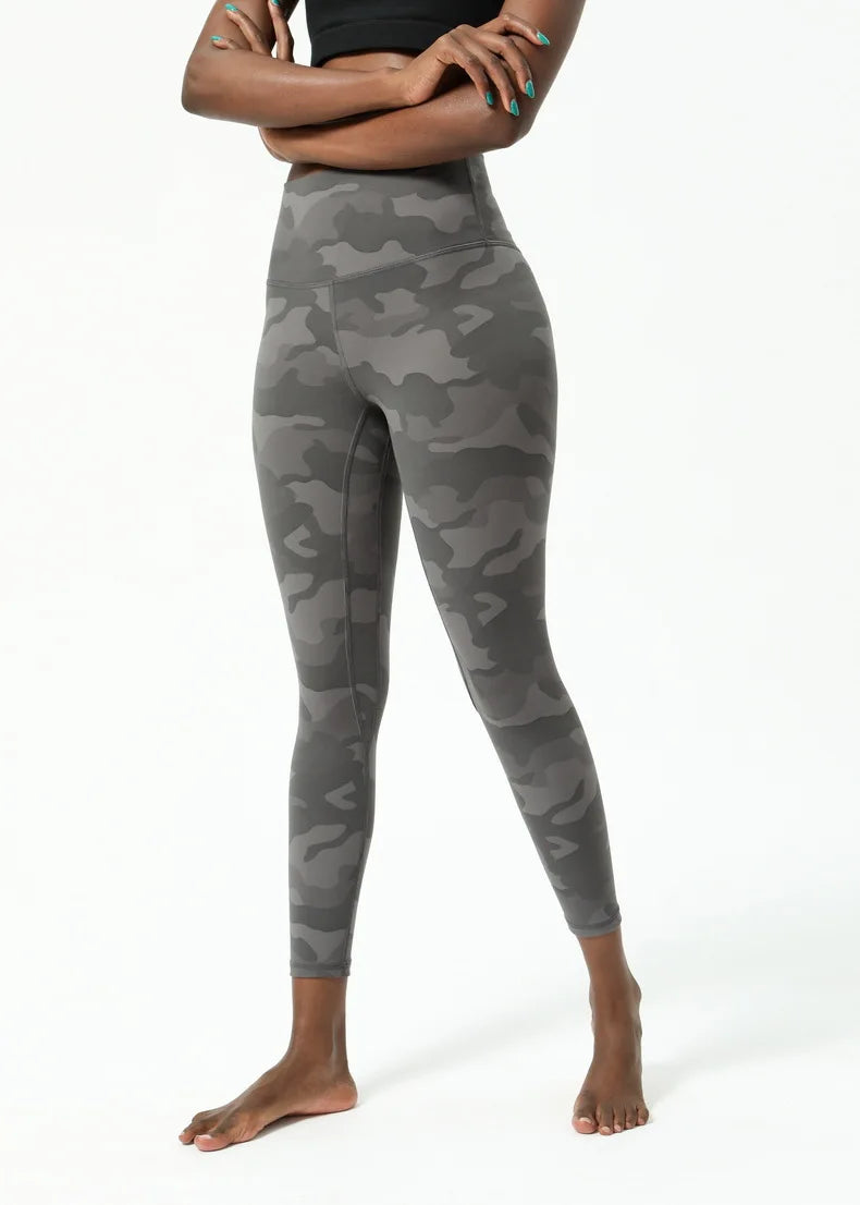 Running Camouflage Capris Women Double-sided Printed Yoga Pants High Waist Gym Workout Fitness Stretchy Sport Leggings