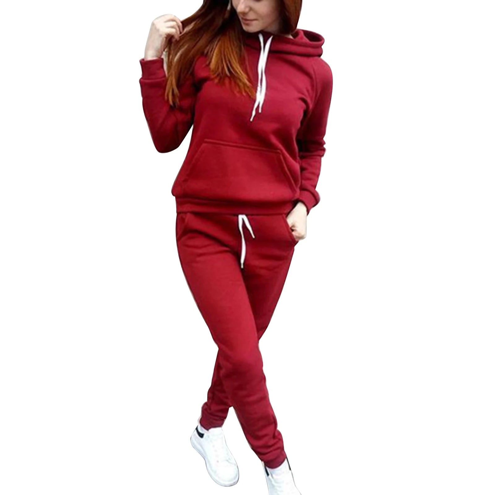 Women's Tracksuit Casual Two-piece Clothing Sets Warm Suit for Female Workout Outfits Hoodies Top + Pants Set