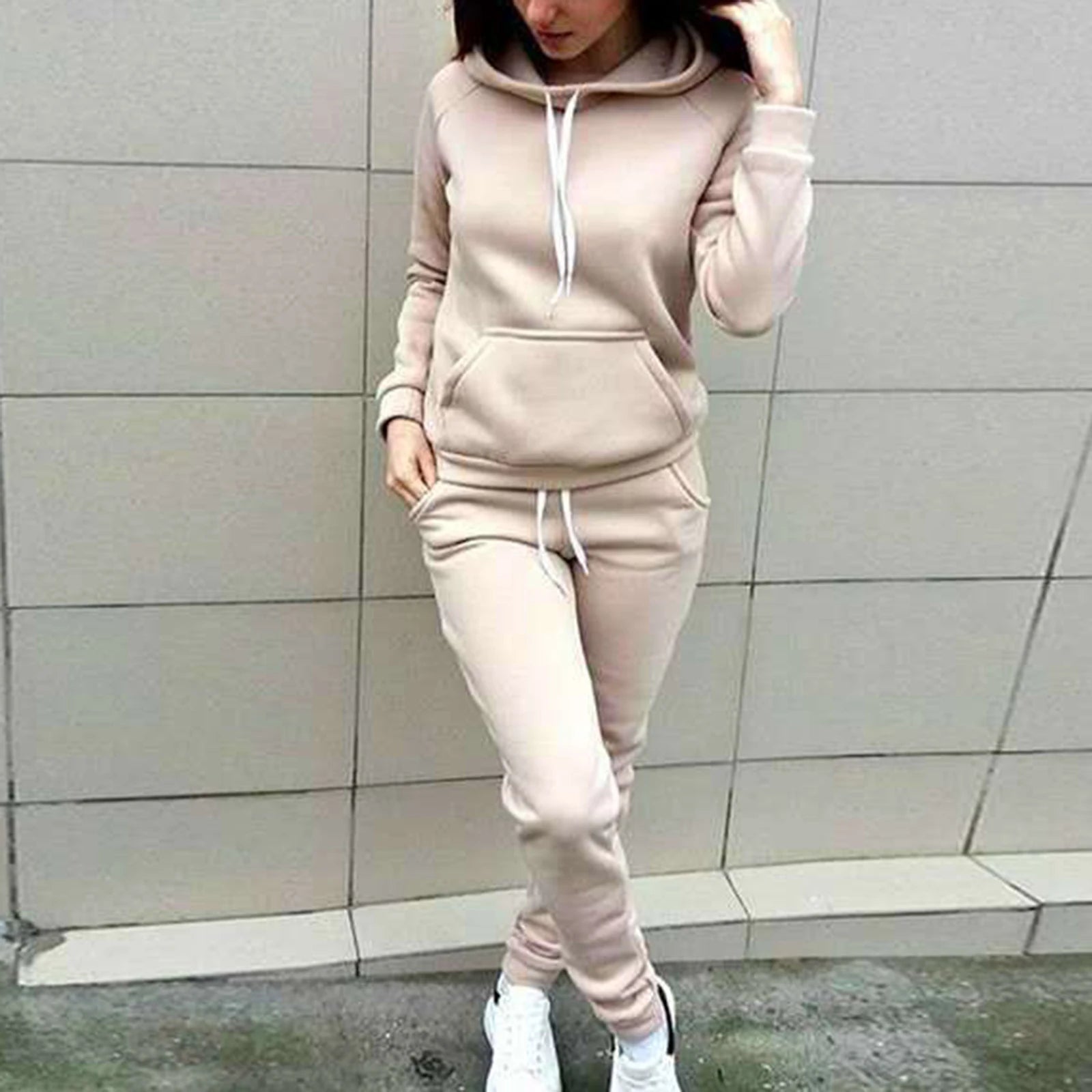 Women's Tracksuit Casual Two-piece Clothing Sets Warm Suit for Female Workout Outfits Hoodies Top + Pants Set