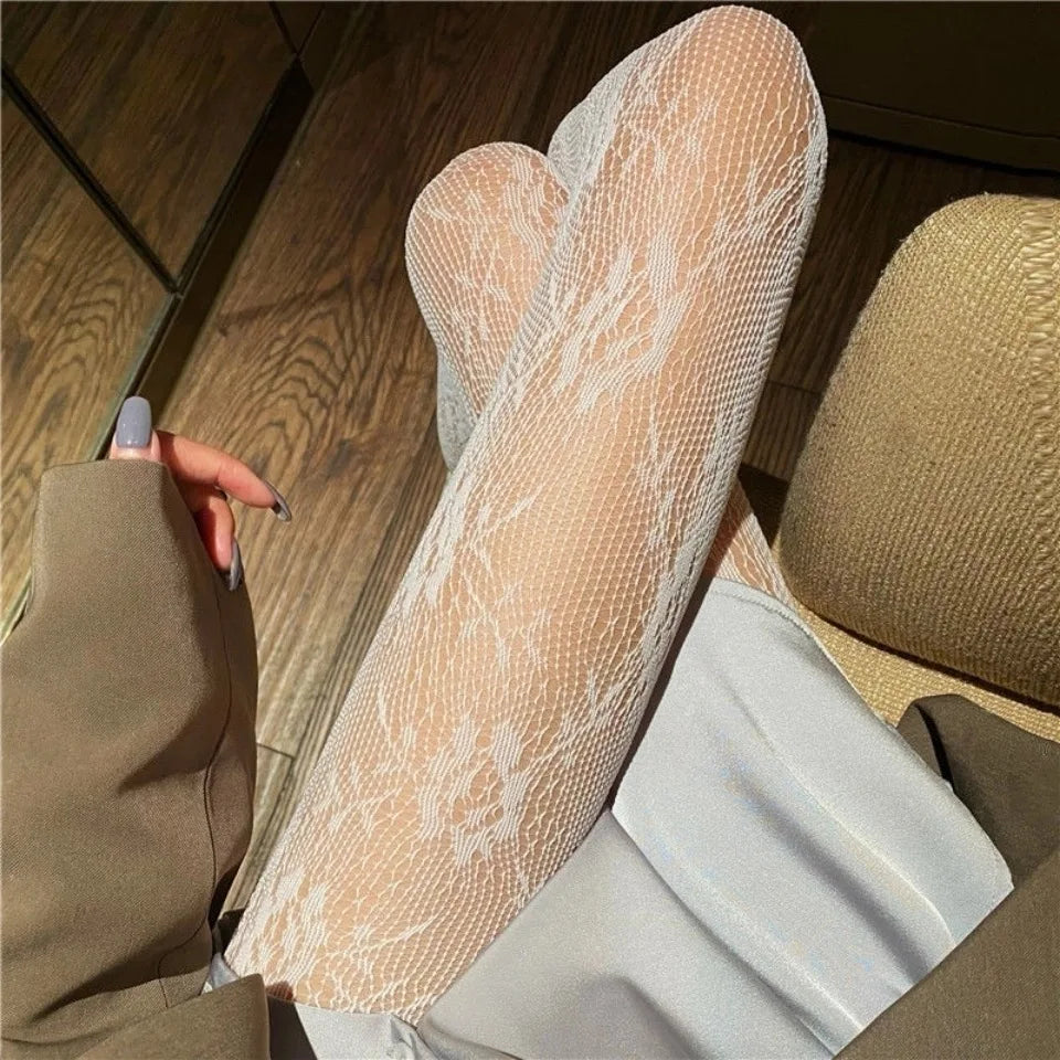 Sexy Women Gothic Tights Seamless Sexy Lace Mesh Fishnet Pantyhose Summer Nylon Leggings Lolita Tight Stocking Female Hosiery