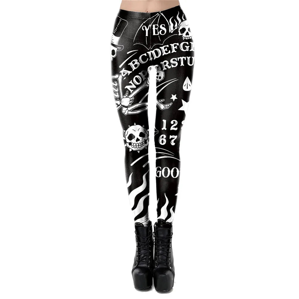 [You're My Secret] Ouija Board Leggings Women 3D Printed Trousers Satan Head Devil Leggins Fitness Workout Elastic Pants Legins