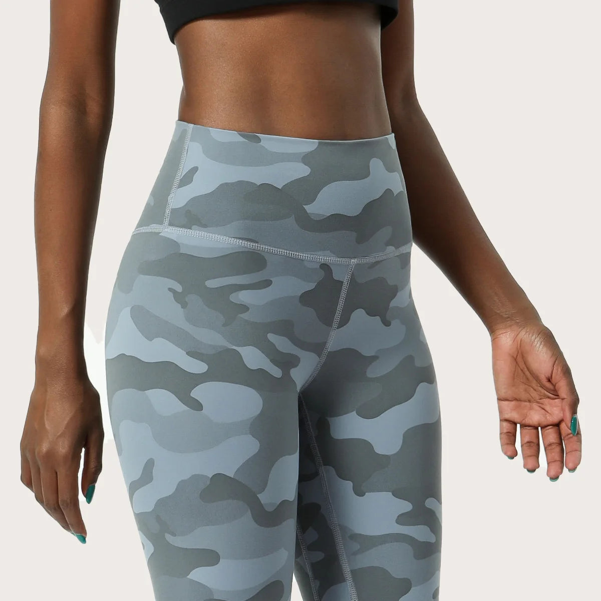 Running Camouflage Capris Women Double-sided Printed Yoga Pants High Waist Gym Workout Fitness Stretchy Sport Leggings