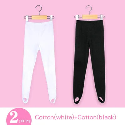 White Ballet Tights Girls Stirrup Pants Leggings Children Dance Pantyhose 2 Pieces Black Stirrup Pants For Women