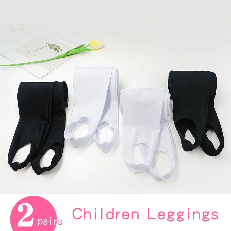 White Ballet Tights Girls Stirrup Pants Leggings Children Dance Pantyhose 2 Pieces Black Stirrup Pants For Women