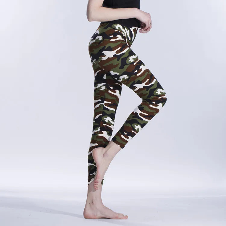 Summer Women Yoga Pants Elastic Sport Camouflage Leggings 3D Print Thin Fleece Slim Capris Quick Dry Trouser Skinny Gym Jeggings