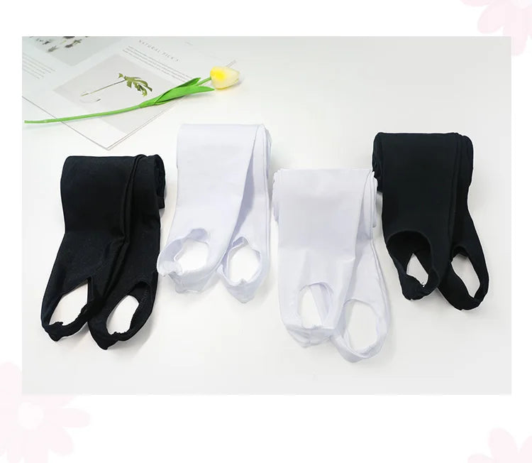 White Ballet Tights Girls Stirrup Pants Leggings Children Dance Pantyhose 2 Pieces Black Stirrup Pants For Women